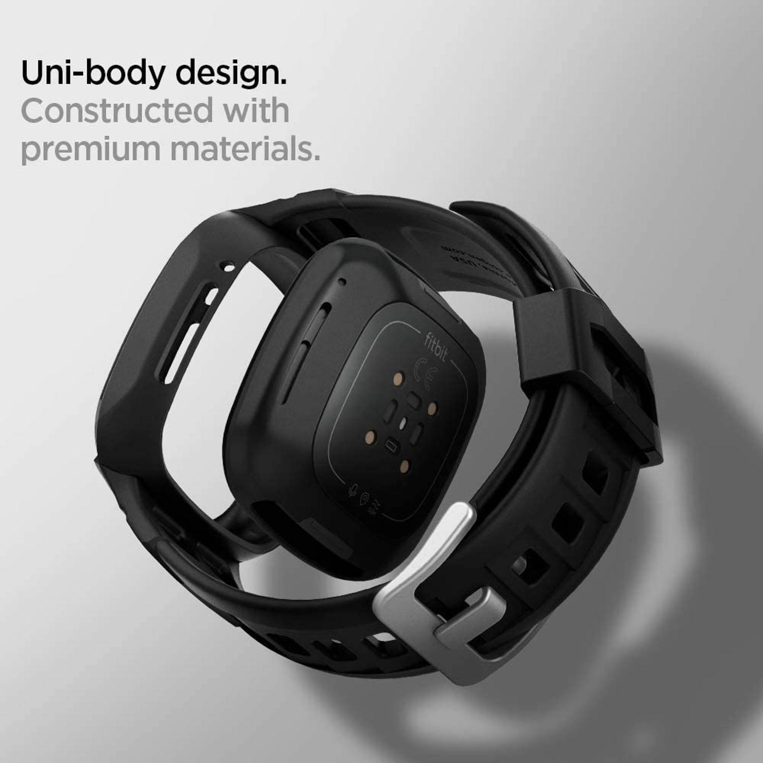 Spigen Rugged Armor PRO designed for Fitbit Versa 3 Case with Band and Fitbit Sense Case with Band - Black Spigen Rugged Armor PRO designed for Fitbit Versa 3 Case with Band and Fitbit Sense Case with Band - Black