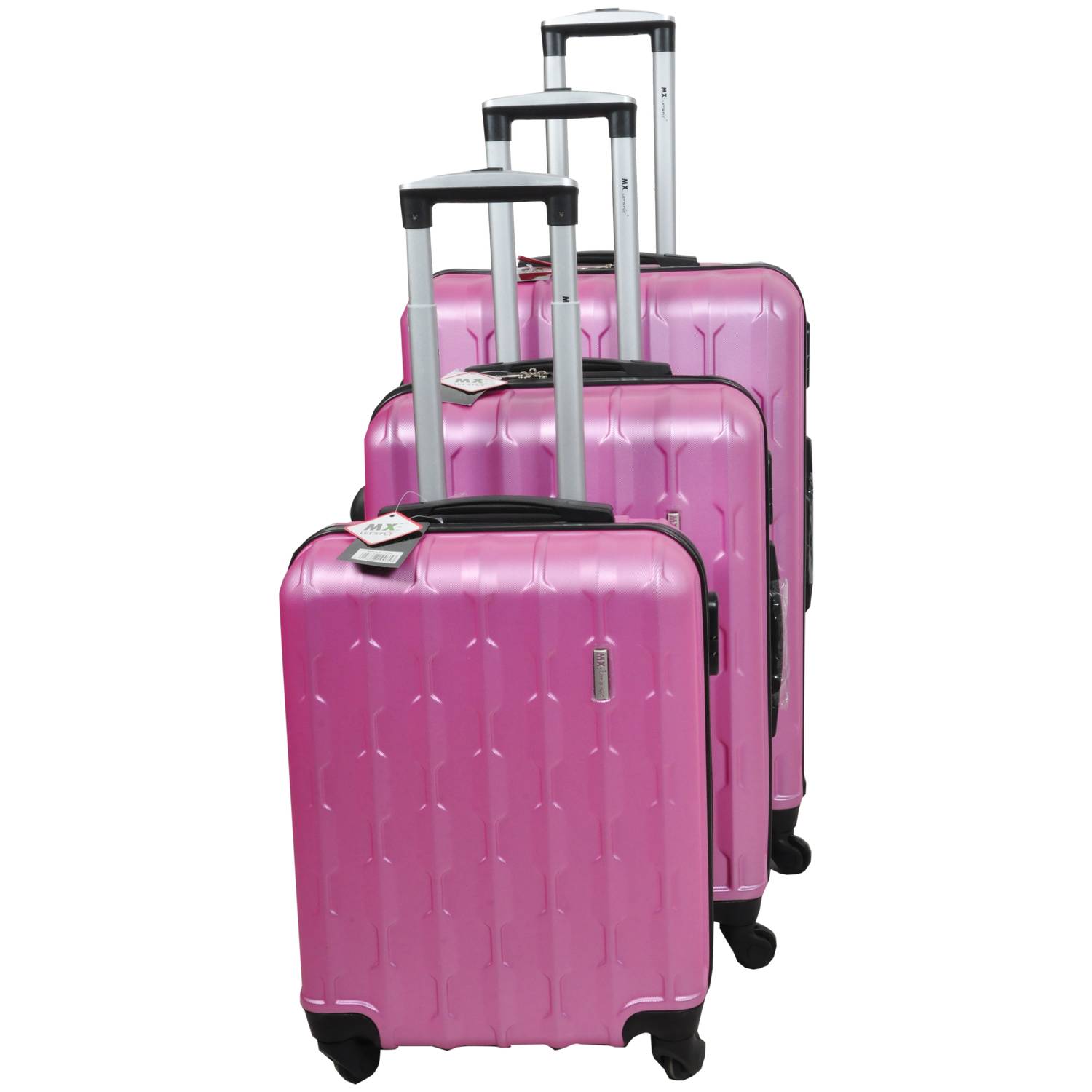 MX LF1944 Trolley Luggage Bag Pink 3pc Set MX LF1944 Trolley Luggage Bag Pink 3pc Set