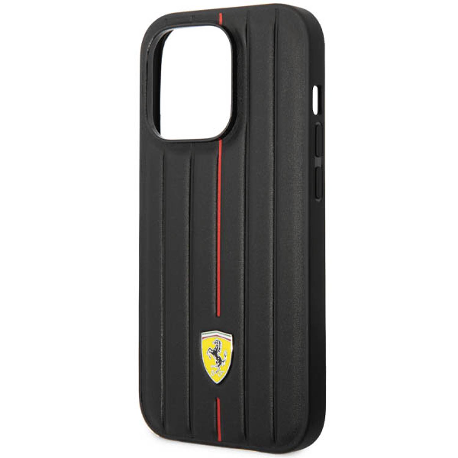 Ferrari Leather Case Black With Embossed Stripes iPhone 14 Pro Max Ferrari Leather Case Black With Embossed Stripes iPhone 14 Pro Max
