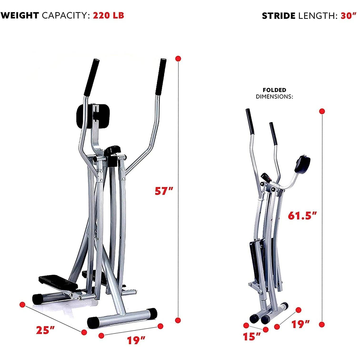 ULTIMAX Air Walk Trainer Elliptical Machine Glider w/LCD Monitor, 220 LB Max Weight and 30 Inch Stride Air Walker Cardio Elliptical Machine ULTIMAX Air Walk Trainer Elliptical Machine Glider w/LCD Monitor, 220 LB Max Weight and 30 Inch Stride Air Walker Cardio Elliptical Machine