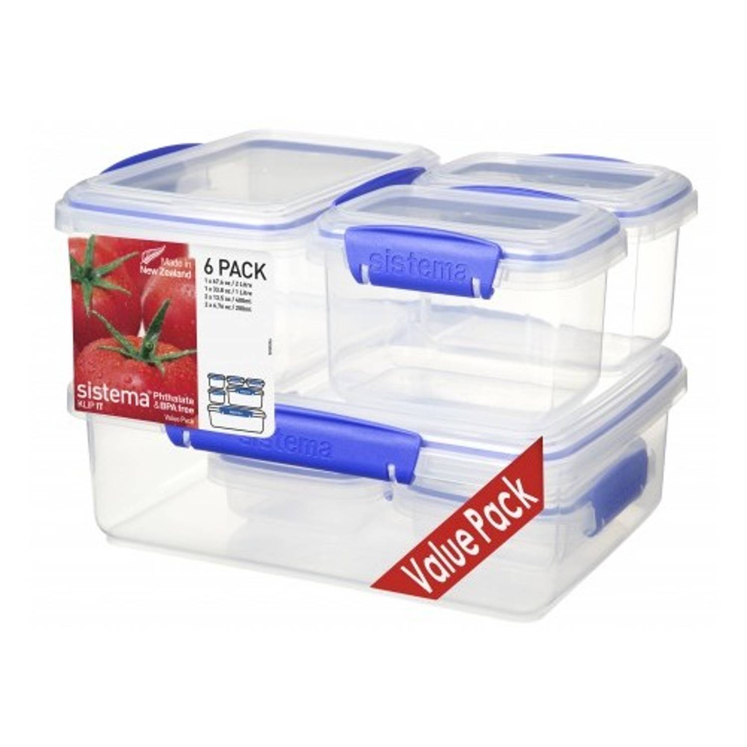 Sistema Klip It Rectangular Assorted 6 Pack Pastels - Colors May Vary Sistema Klip It Rectangular Assorted 6 Pack Pastels - Colors May Vary