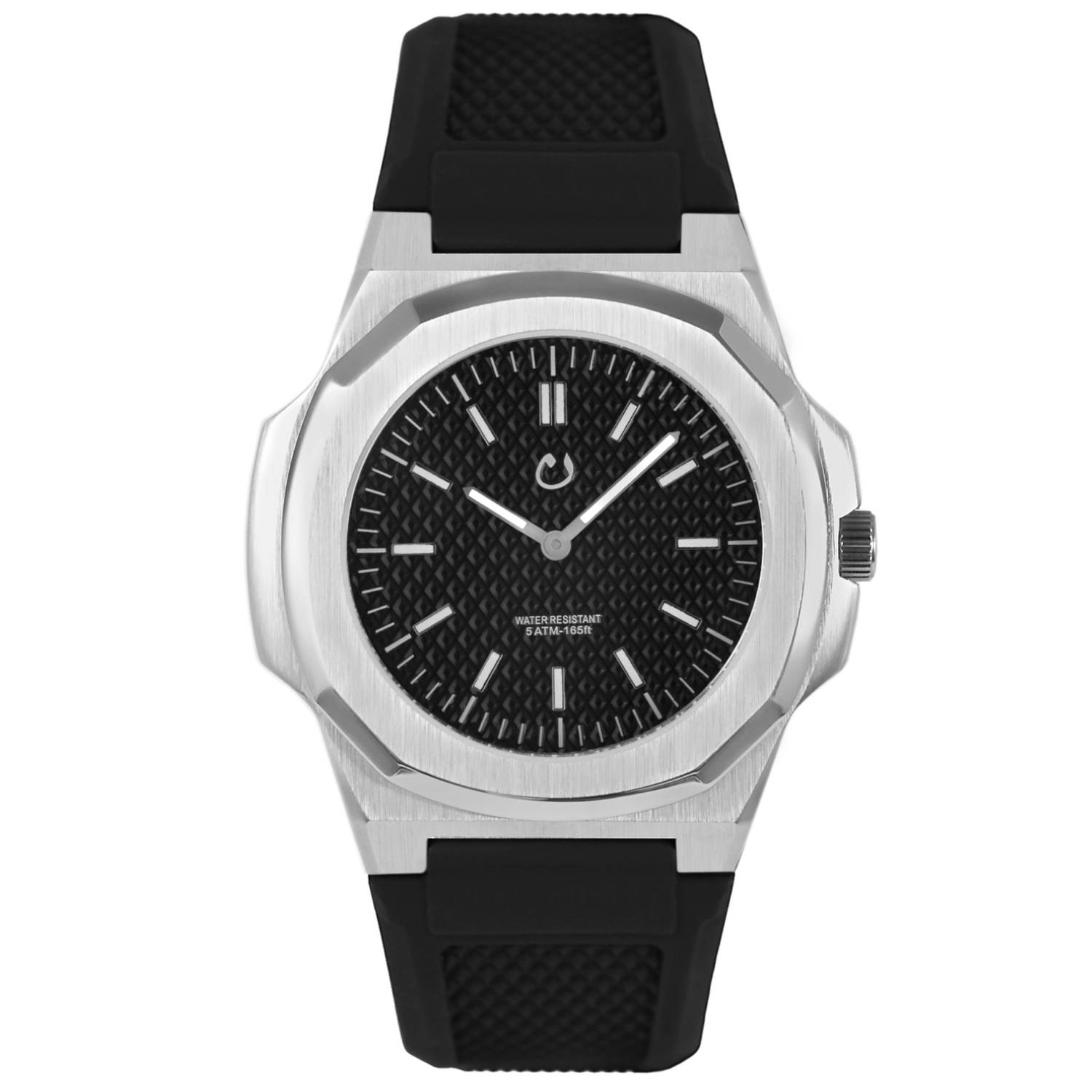 ساعة نون مونتر فضية غير لامعة سوداء / مطاط فضي / فولاذ للجنسين ساعة نون مونتر فضية غير لامعة سوداء / مطاط فضي / فولاذ للجنسين