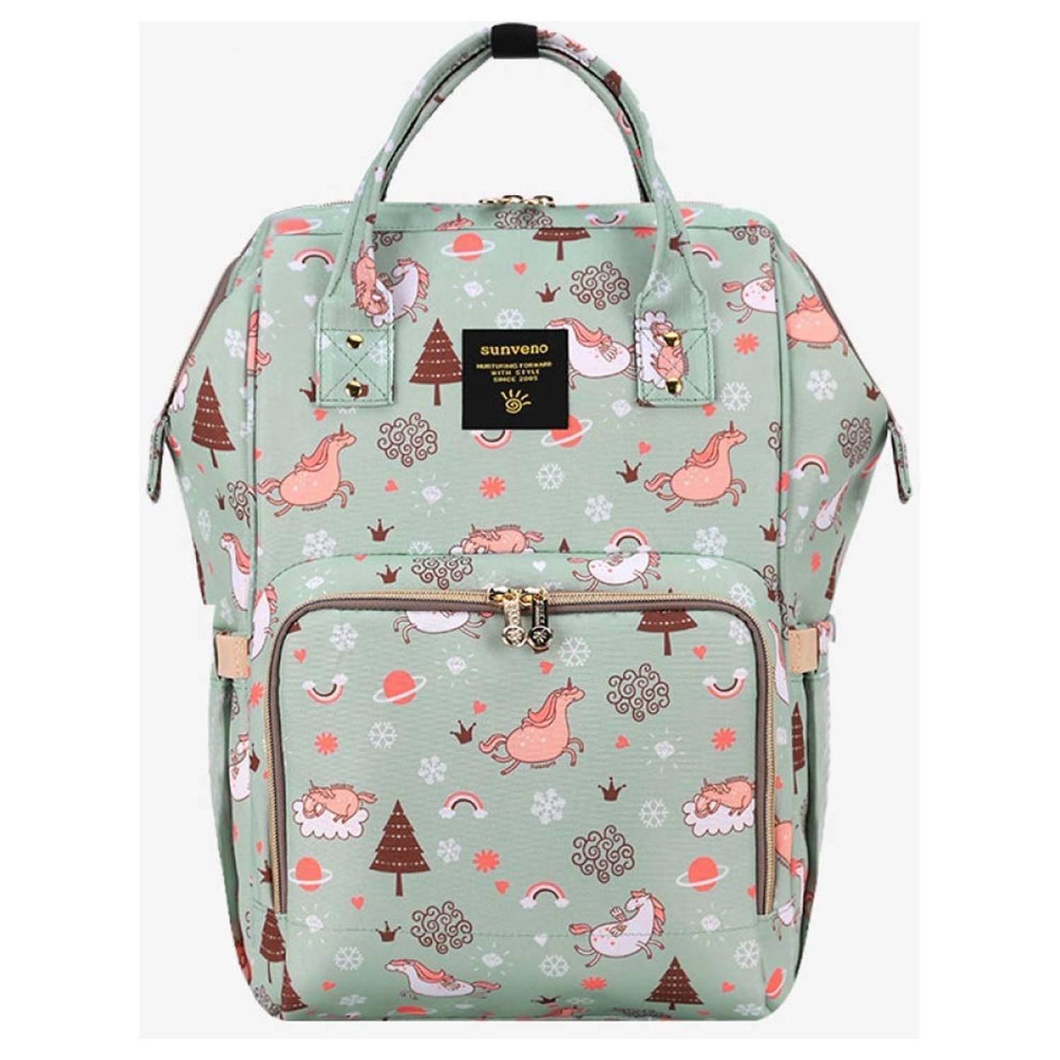 Sunveno Diaper Bag with USB Green Dream Sky Sunveno Diaper Bag with USB Green Dream Sky