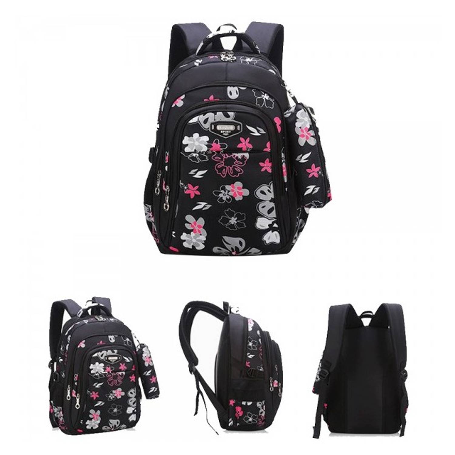 SAMBOX Floret School Bag Black SAMBOX Floret School Bag Black