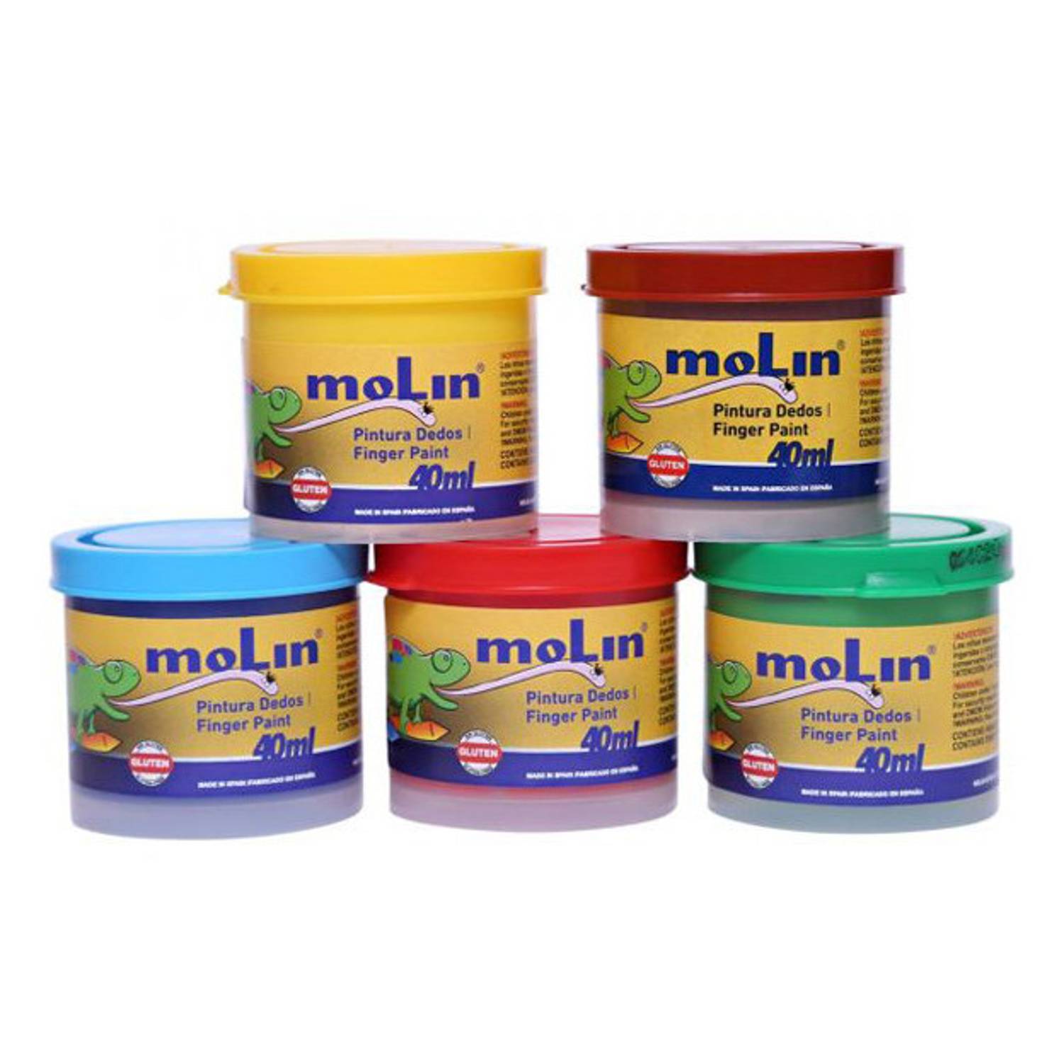 Molin PDD974-05 Finger Paint 5 Colours Assorterd 40ml Molin PDD974-05 Finger Paint 5 Colours Assorterd 40ml