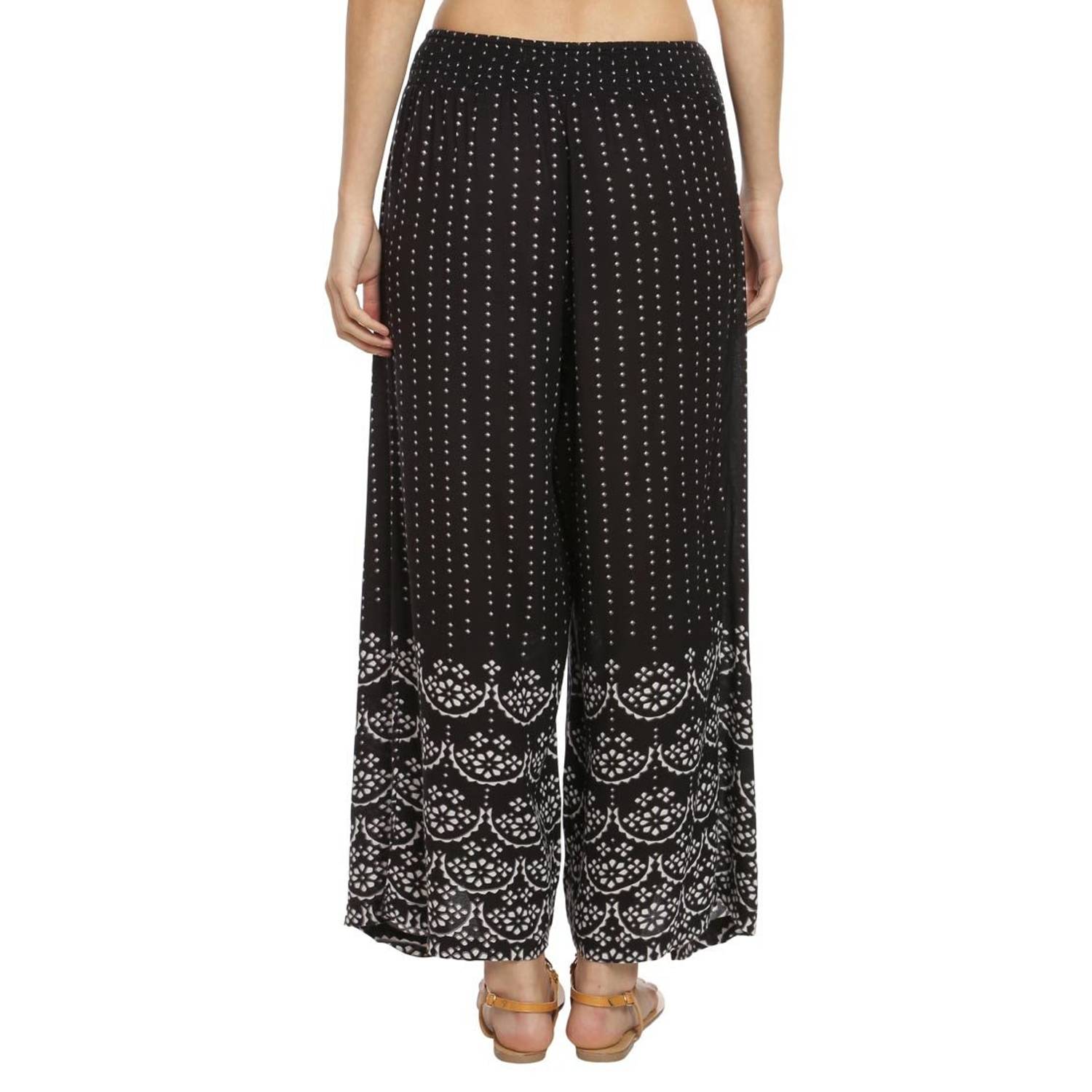 Love Gen Bandhani Print Palazzos Black Size S Love Gen Bandhani Print Palazzos Black Size S