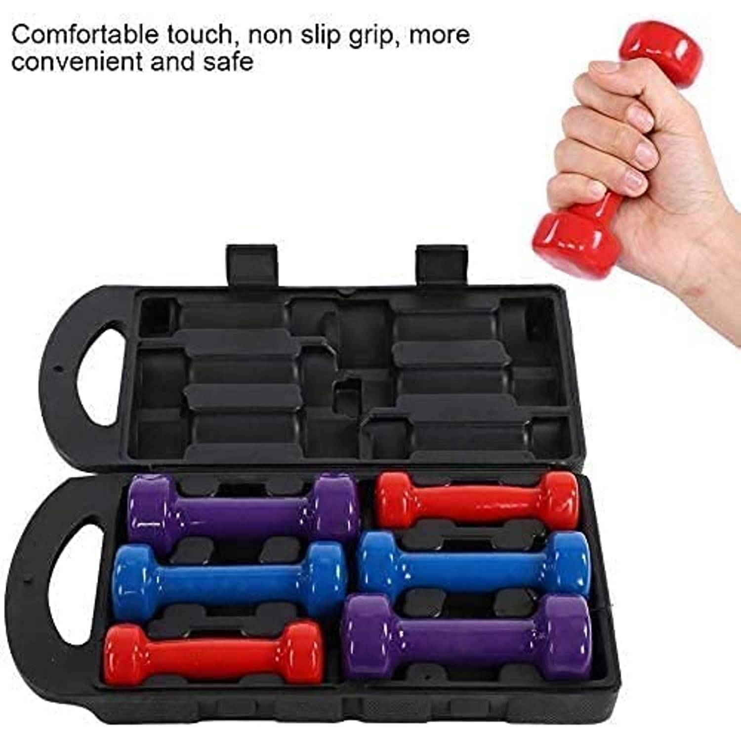 ULTIMAX Dumbbell Hand Weight Set With Carry Case, Vinyl / Neoprene Dipping Dumbbells Set Assorted Colors for home gym - 10KG ULTIMAX Dumbbell Hand Weight Set With Carry Case, Vinyl / Neoprene Dipping Dumbbells Set Assorted Colors for home gym - 10KG