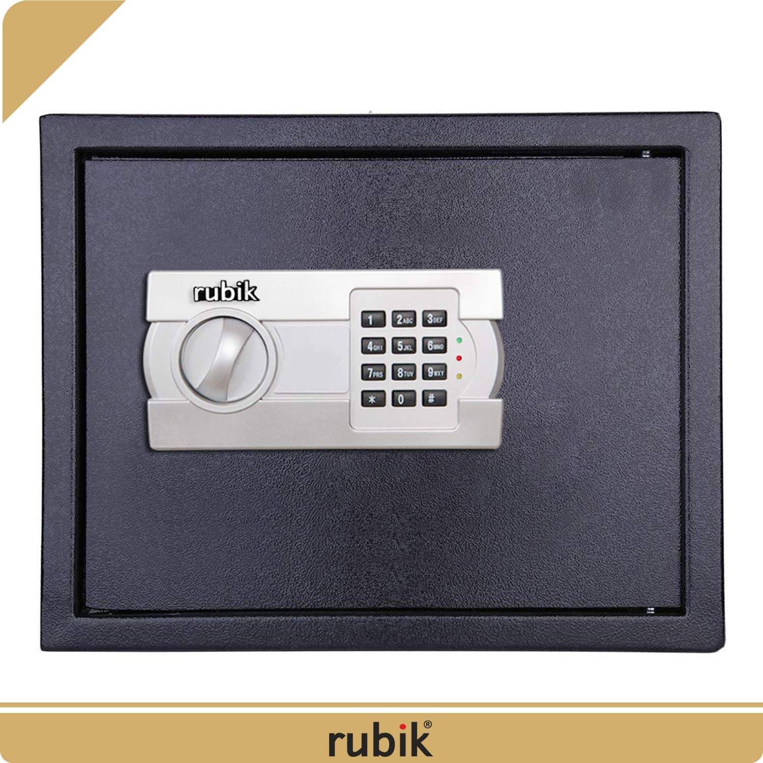 Rubik Large A4 Documents Size Safe Box For Home Office With Key And Pin Code For Cash Jewelry Passports (30x38x30cm) Black Rubik Large A4 Documents Size Safe Box For Home Office With Key And Pin Code For Cash Jewelry Passports (30x38x30cm) Black