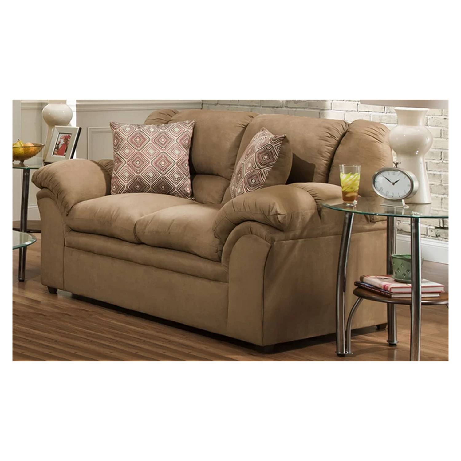 Elza Loveseat 3 Seater Sofa in Light Brown Color Elza Loveseat 3 Seater Sofa in Light Brown Color