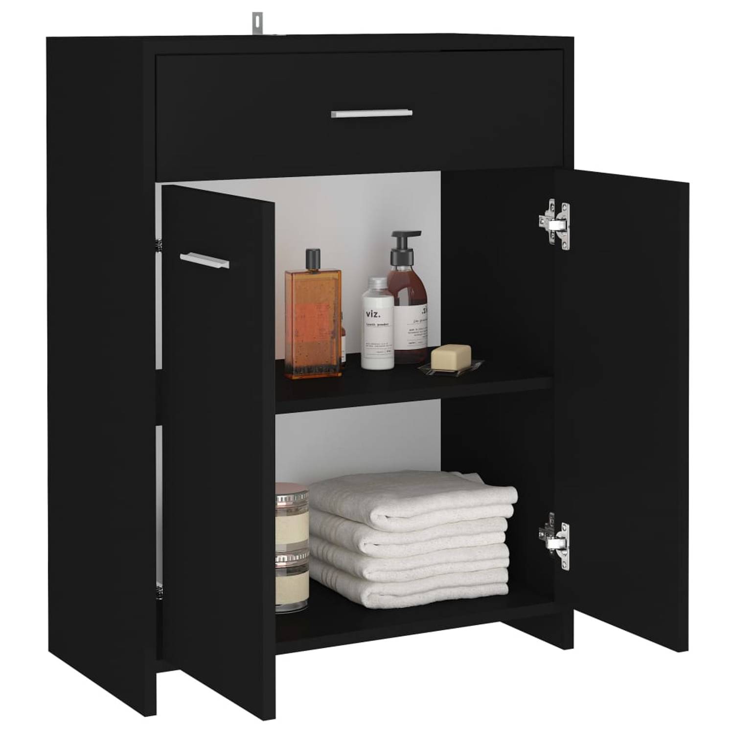 vidaXL Bathroom Cabinet Black 60x33x80 cm Engineered Wood vidaXL Bathroom Cabinet Black 60x33x80 cm Engineered Wood
