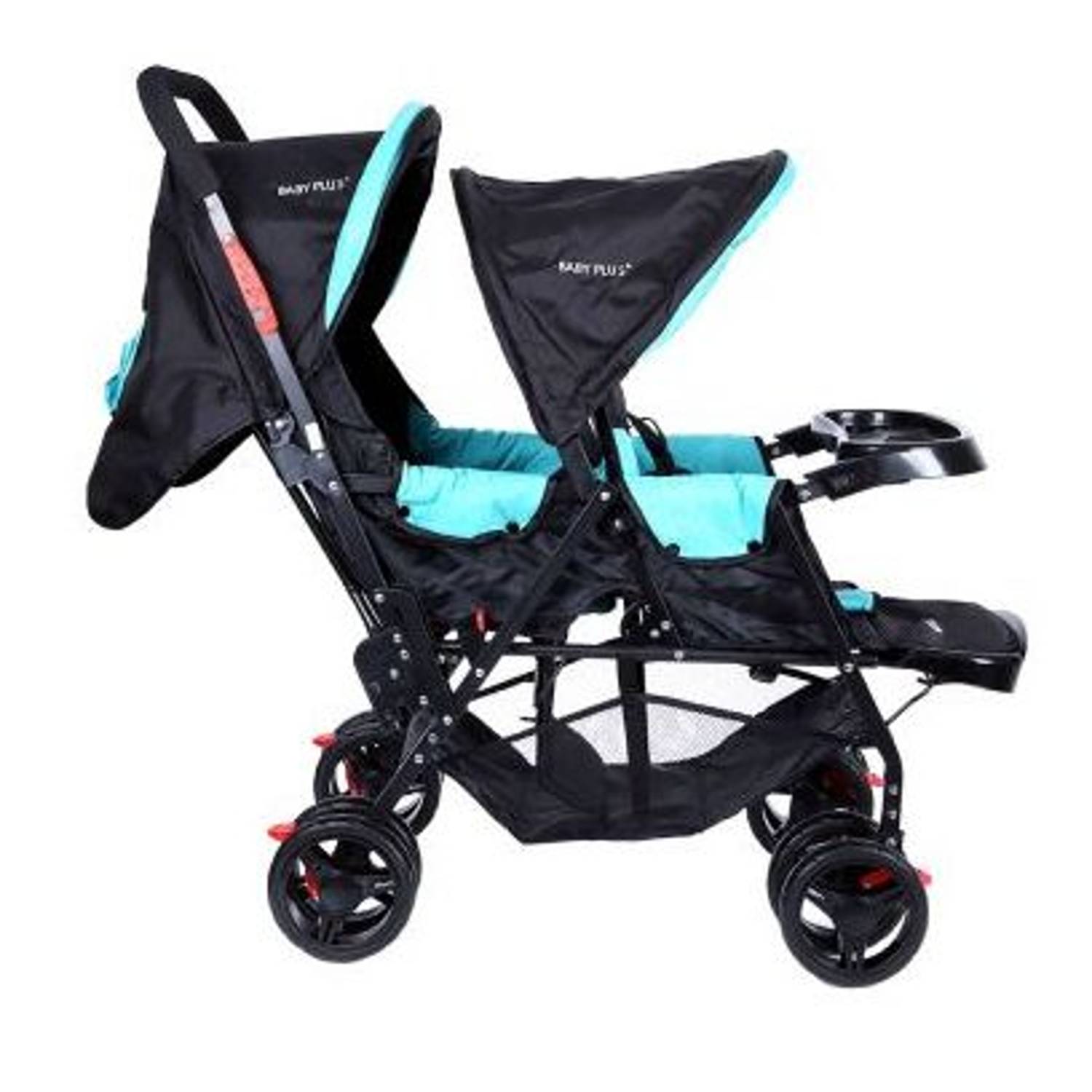 Baby Plus Twin Stroller With Reclining Seat Green Baby Plus Twin Stroller With Reclining Seat Green