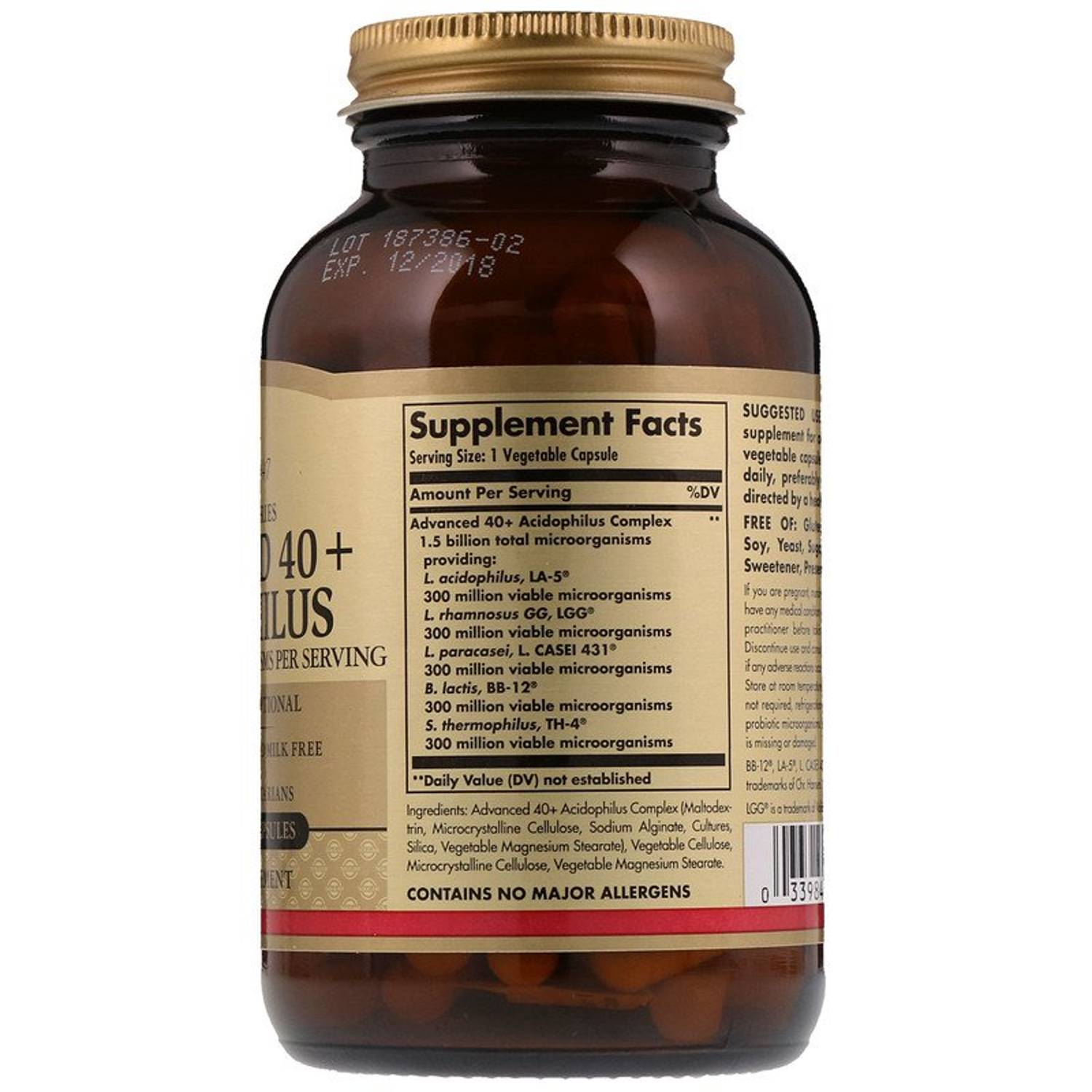 Solgar Advanced 40+ Acidophilus Vegetab Capsules Pack of 120 Solgar Advanced 40+ Acidophilus Vegetab Capsules Pack of 120