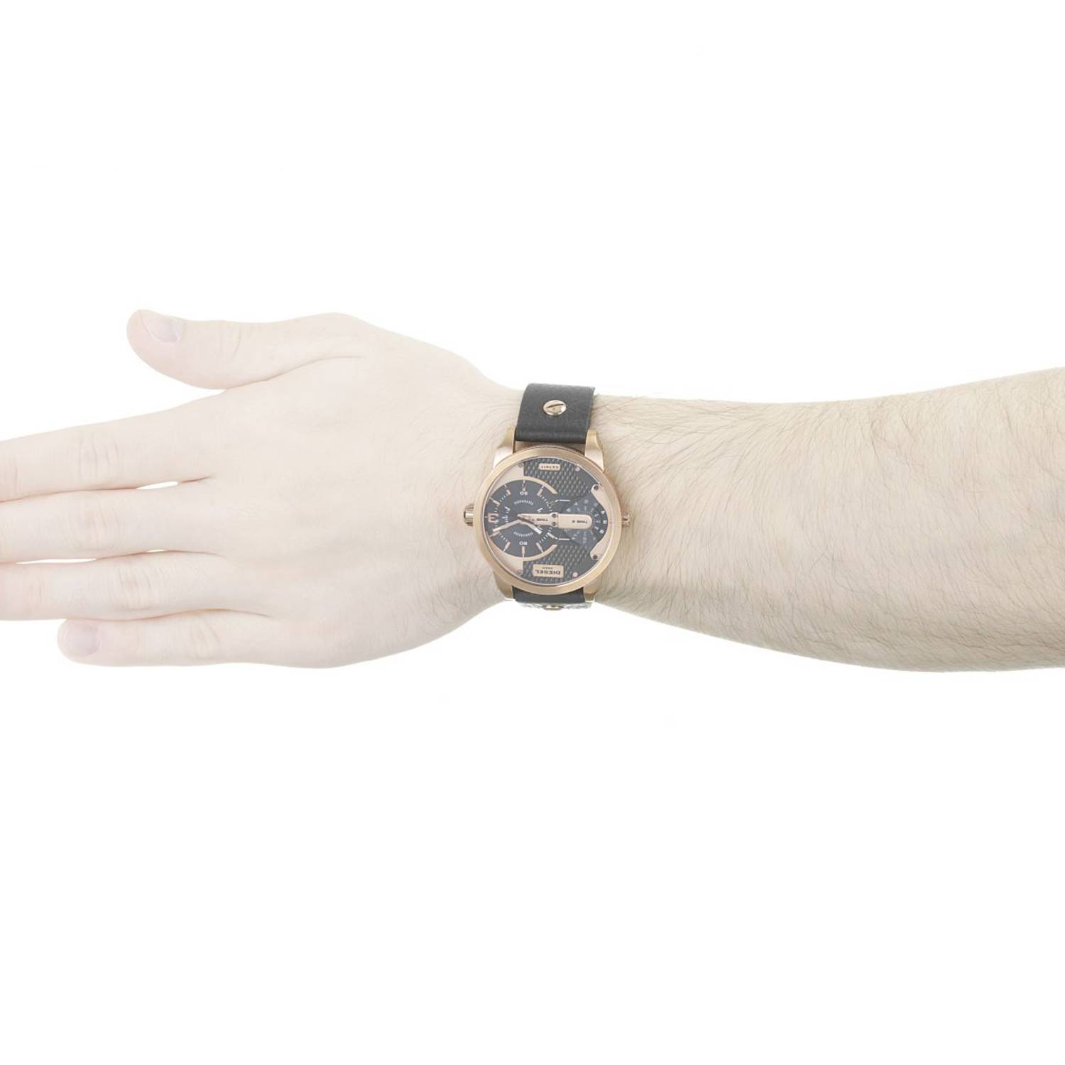 Diesel DZ7317 Mini Daddy Black Dual Time Dial Black Ion-plated Mens Watch Diesel DZ7317 Mini Daddy Black Dual Time Dial Black Ion-plated Mens Watch