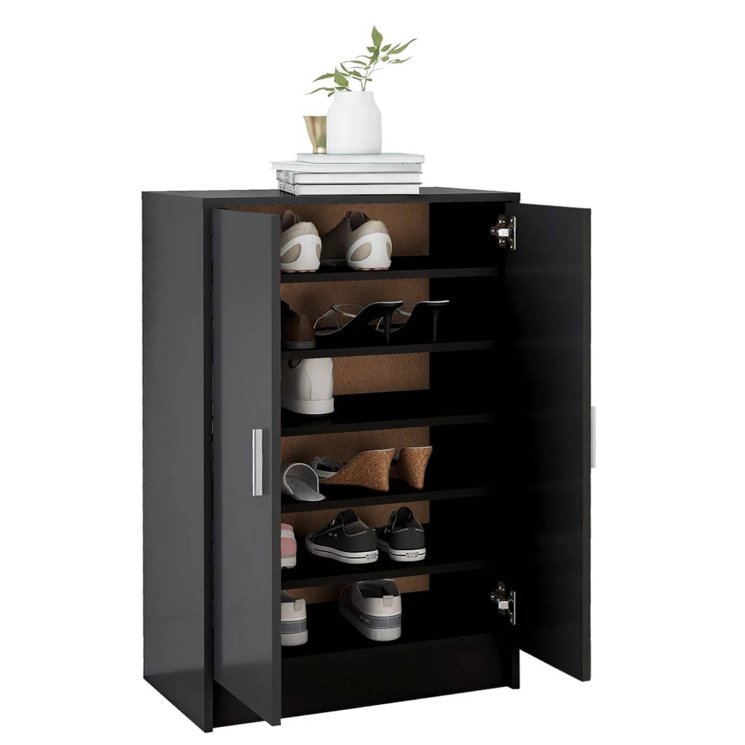 vidaXL Shoe Cabinet Black 60x35x92 cm Engineered Wood vidaXL Shoe Cabinet Black 60x35x92 cm Engineered Wood