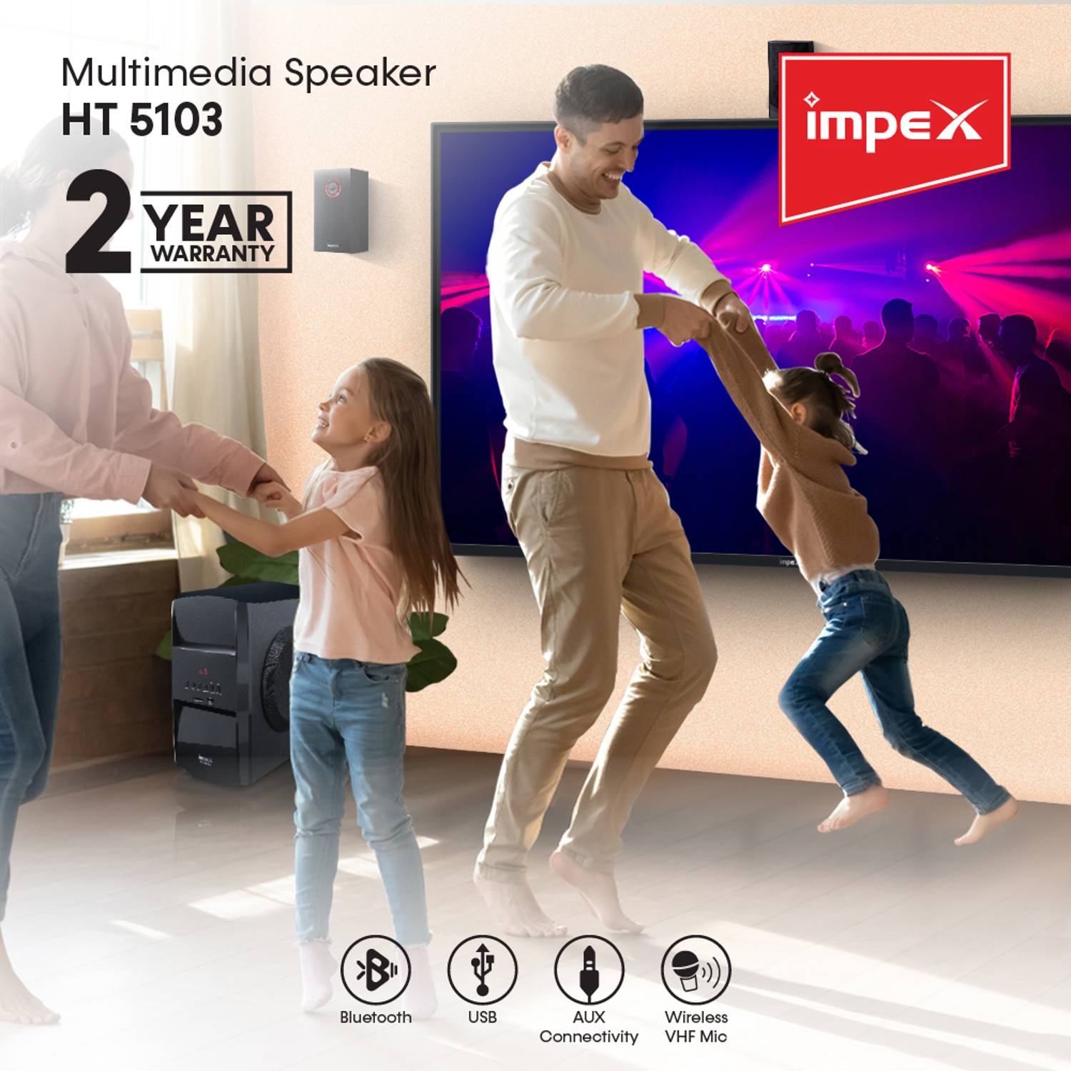 Impex HT 5103 5.1 Channel Home Theater System Black Blue Rock Impex HT 5103 5.1 Channel Home Theater System Black Blue Rock