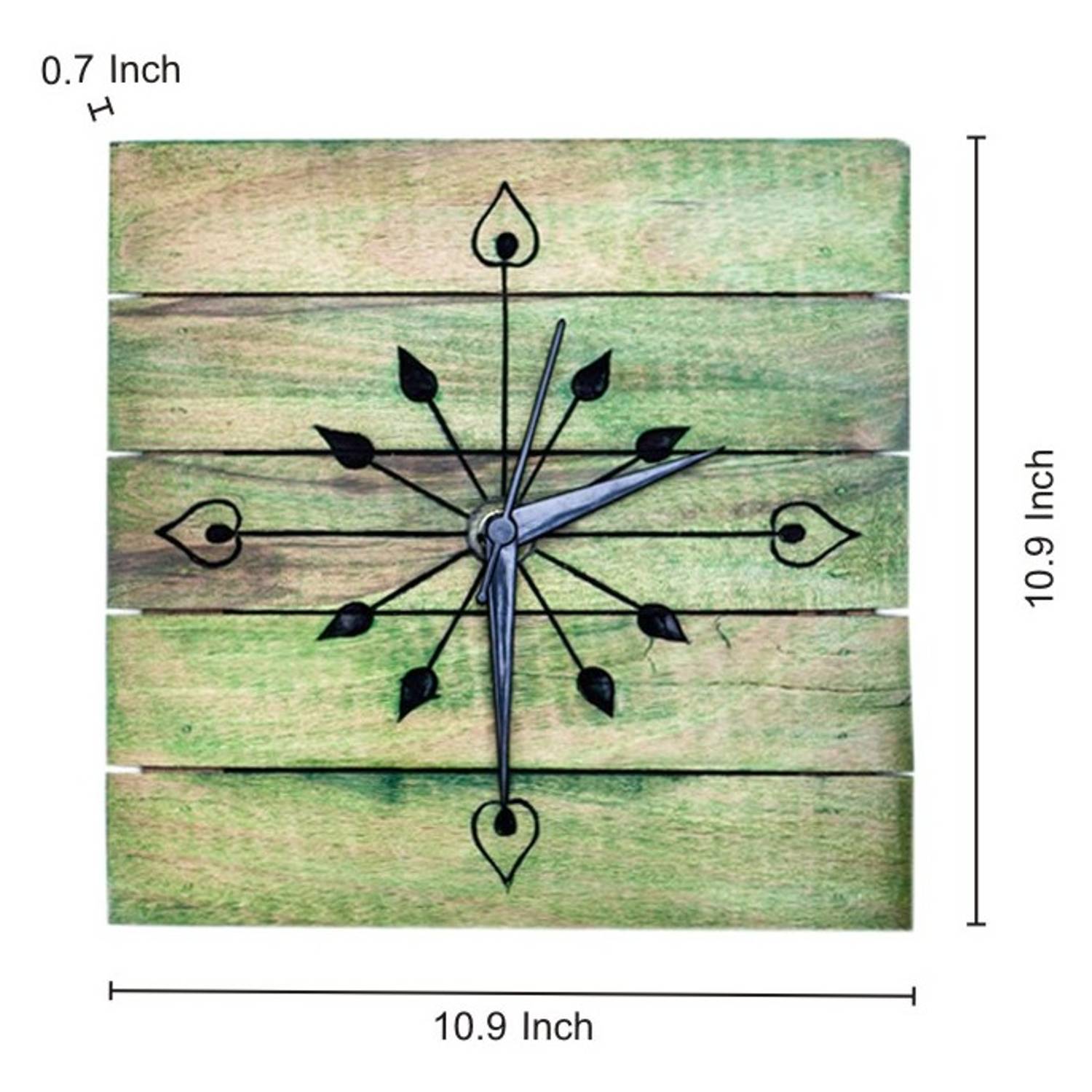 Wooden Engraved Wall Clock in Green Wooden Engraved Wall Clock in Green