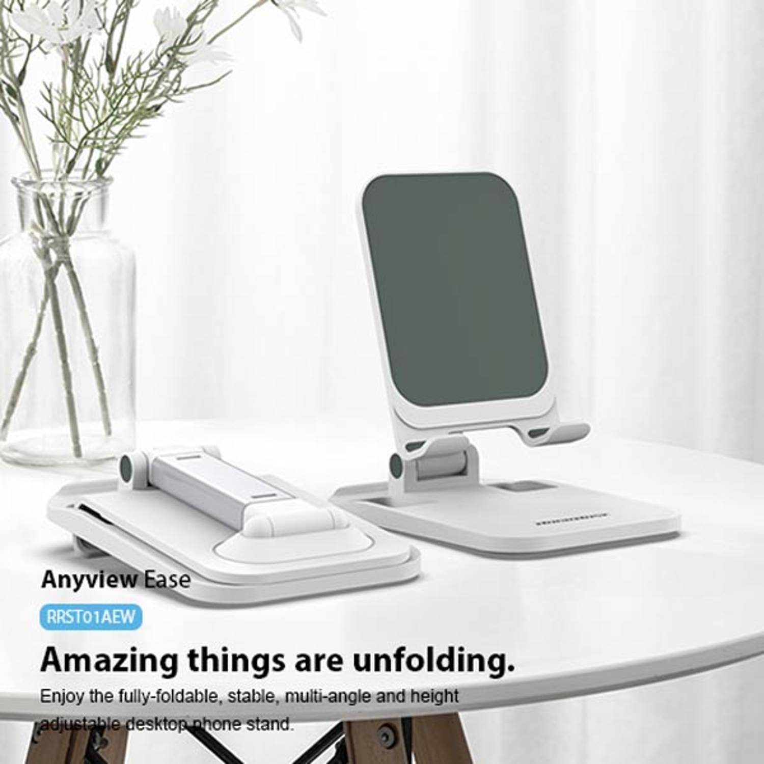 Rockrose Foldable Desktop Phone Stand White Rockrose Foldable Desktop Phone Stand White