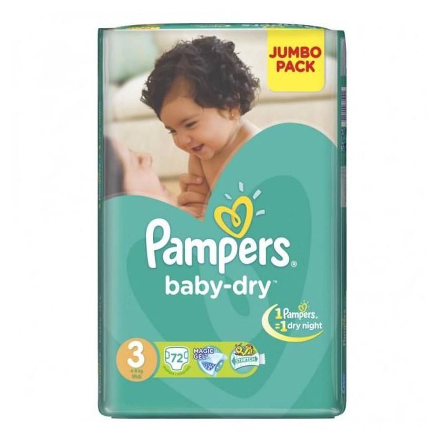 Pampers Baby Dry Diapers Jumbo Pack Size 3 4-9 Kg 72 Count Pack of 3 Pampers Baby Dry Diapers Jumbo Pack Size 3 4-9 Kg 72 Count Pack of 3