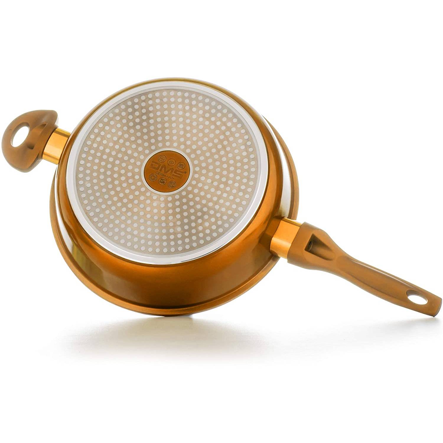 DMS® 15-Piece Induction Cookware Cooking Set Pots Pan Set Frying Pan Soup Pot with Glass Lid 3 Kitchen Utensils 2 Pot Coasters Aluminium Marbel Coating Dishwasher Safe, gold Color DMS® 15-Piece Induction Cookware Cooking Set Pots Pan Set Frying Pan Soup Pot with Glass Lid 3 Kitchen Utensils 2 Pot Coasters Aluminium Marbel Coating Dishwasher Safe, gold Color