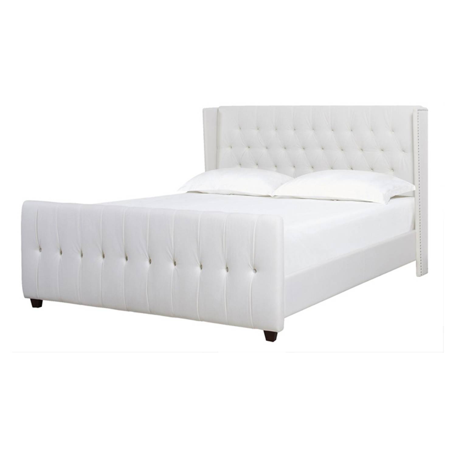 David Tufted Wingback Upholstered Queen Bed without Mattress White David Tufted Wingback Upholstered Queen Bed without Mattress White