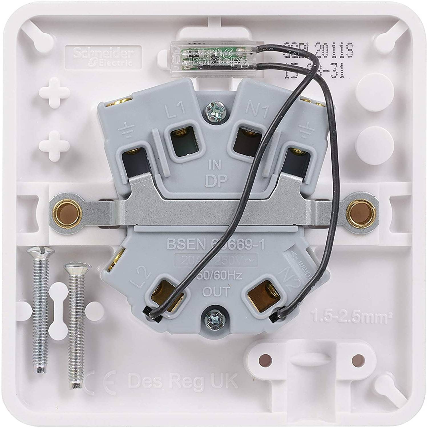 Schneider Electric Ggbl2011 Lisse 2pole Switch With Indicator Lamp, 1 Gang, 20ax, White Schneider Electric Ggbl2011 Lisse 2pole Switch With Indicator Lamp, 1 Gang, 20ax, White