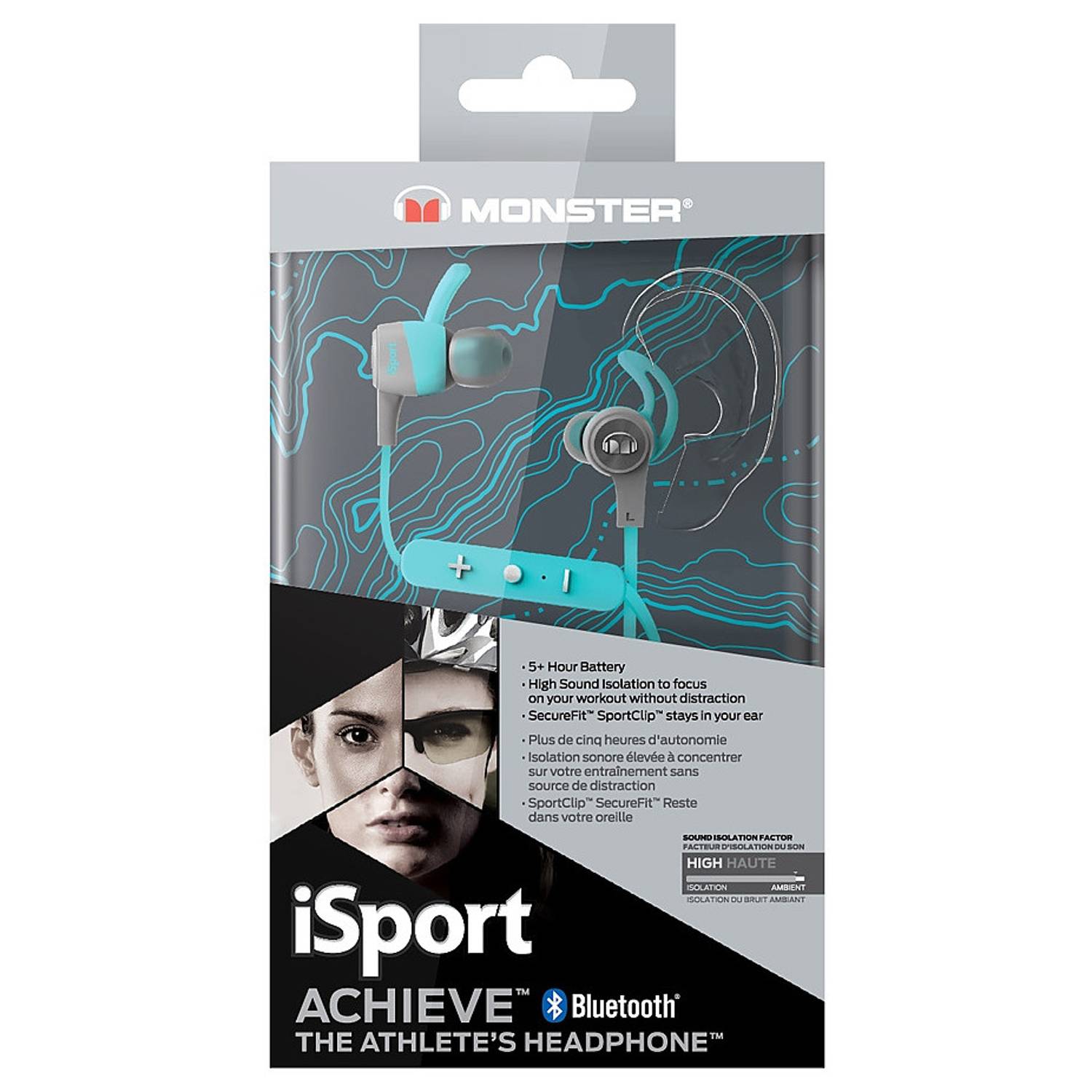 Monster iSport Achieve In-Ear Bluetooth Sport Headphone Blue/Grey 137090-00 Monster iSport Achieve In-Ear Bluetooth Sport Headphone Blue/Grey 137090-00
