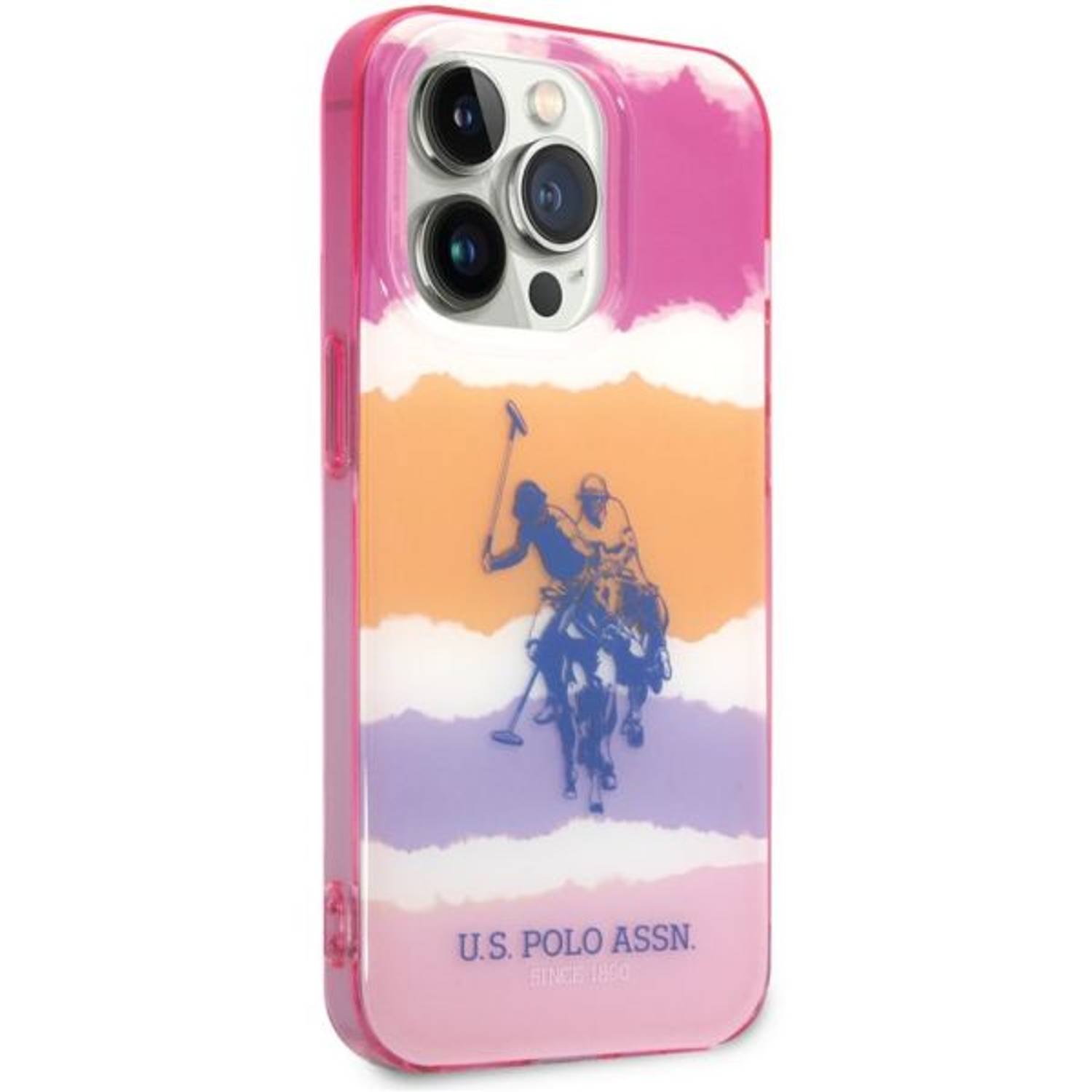 US Polo Blurred Stripes Case Pink With Horse Logo iPhone 14 Pro US Polo Blurred Stripes Case Pink With Horse Logo iPhone 14 Pro