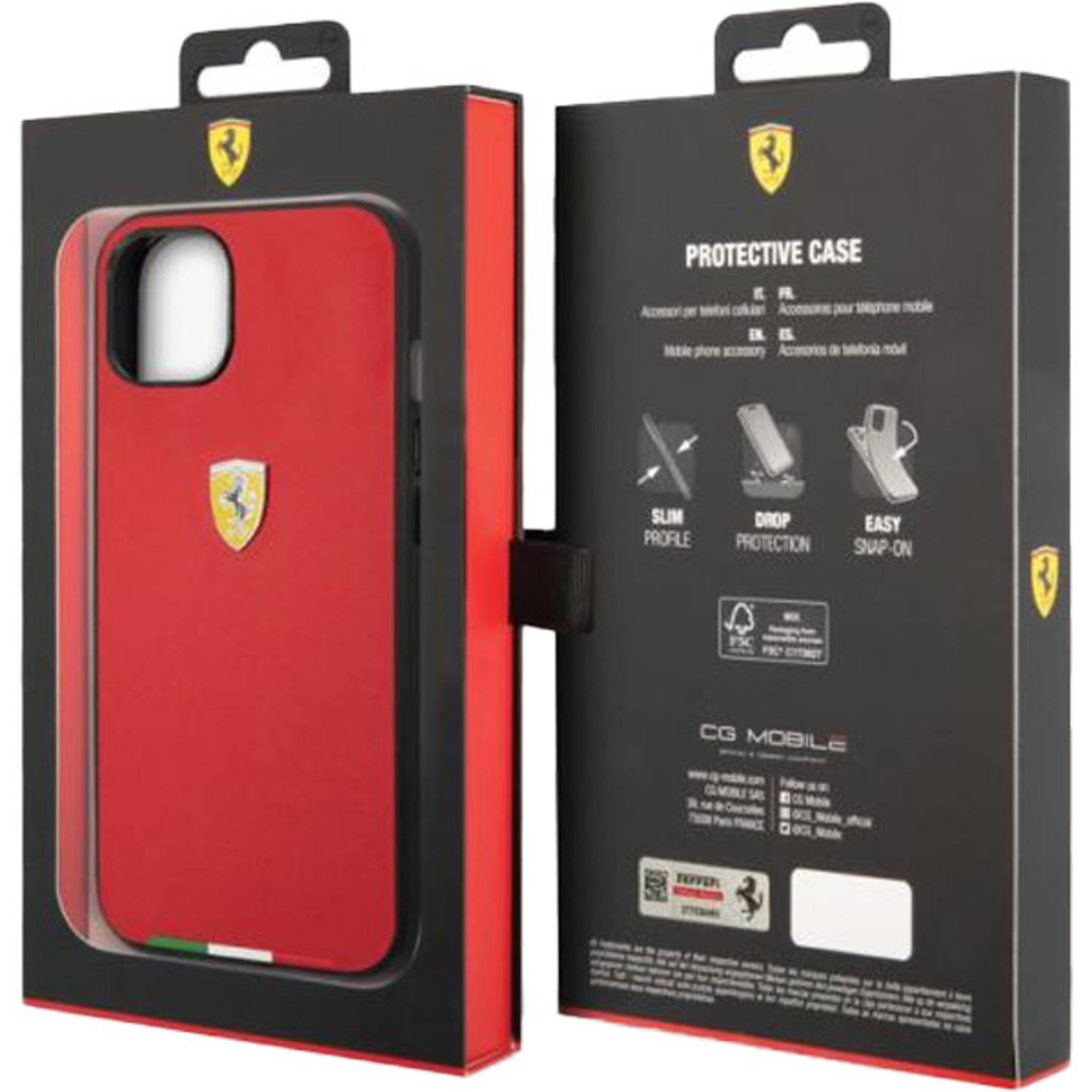 Ferrari Hard Case Red With Italian Flag Line iPhone 14 Ferrari Hard Case Red With Italian Flag Line iPhone 14