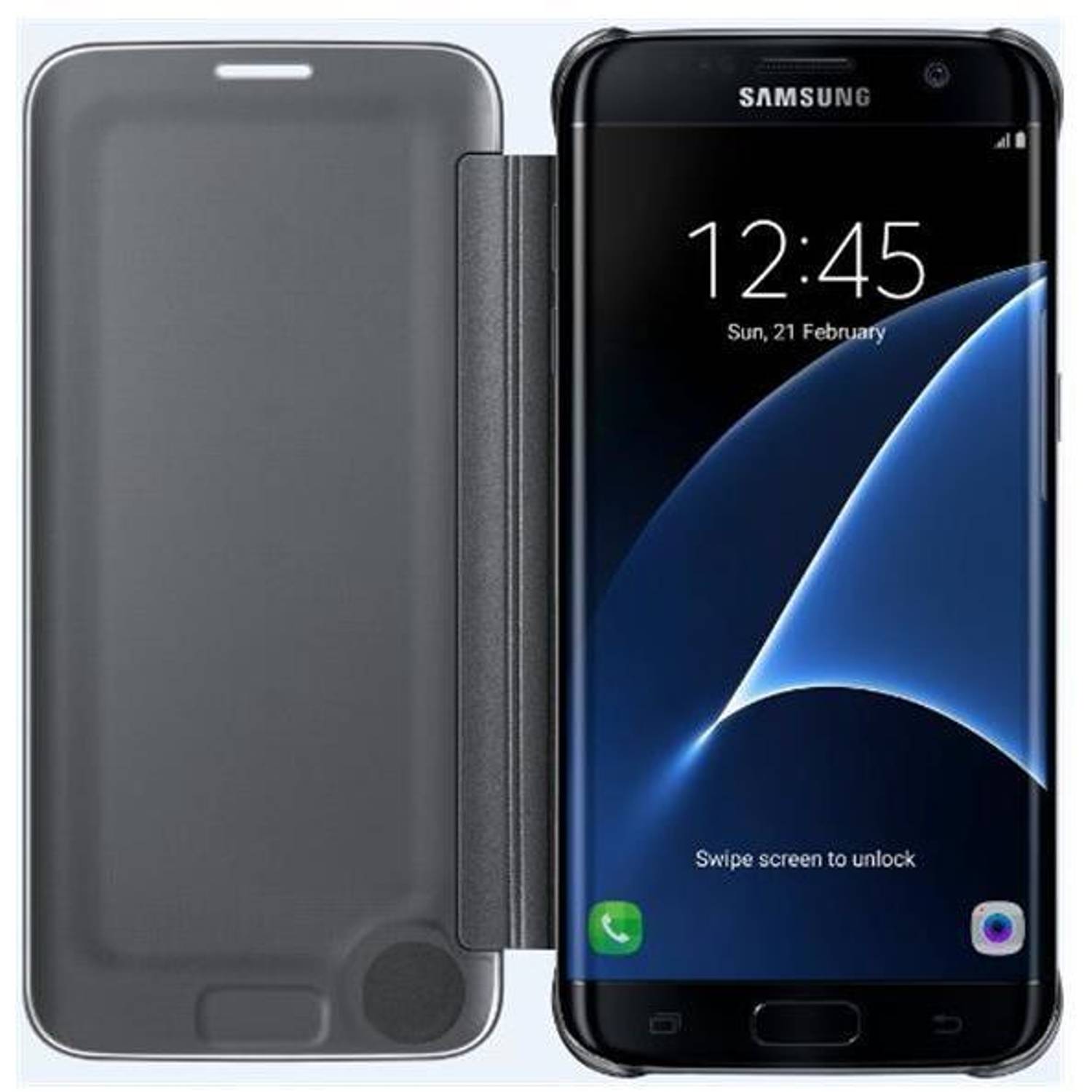 Samsung EFZG935CBEGAE Clear View Cover Black For Galaxy S7 Edge + EP-NG930BBEGAE Universal Wireless Charging Stand Black Samsung EFZG935CBEGAE Clear View Cover Black For Galaxy S7 Edge + EP-NG930BBEGAE Universal Wireless Charging Stand Black