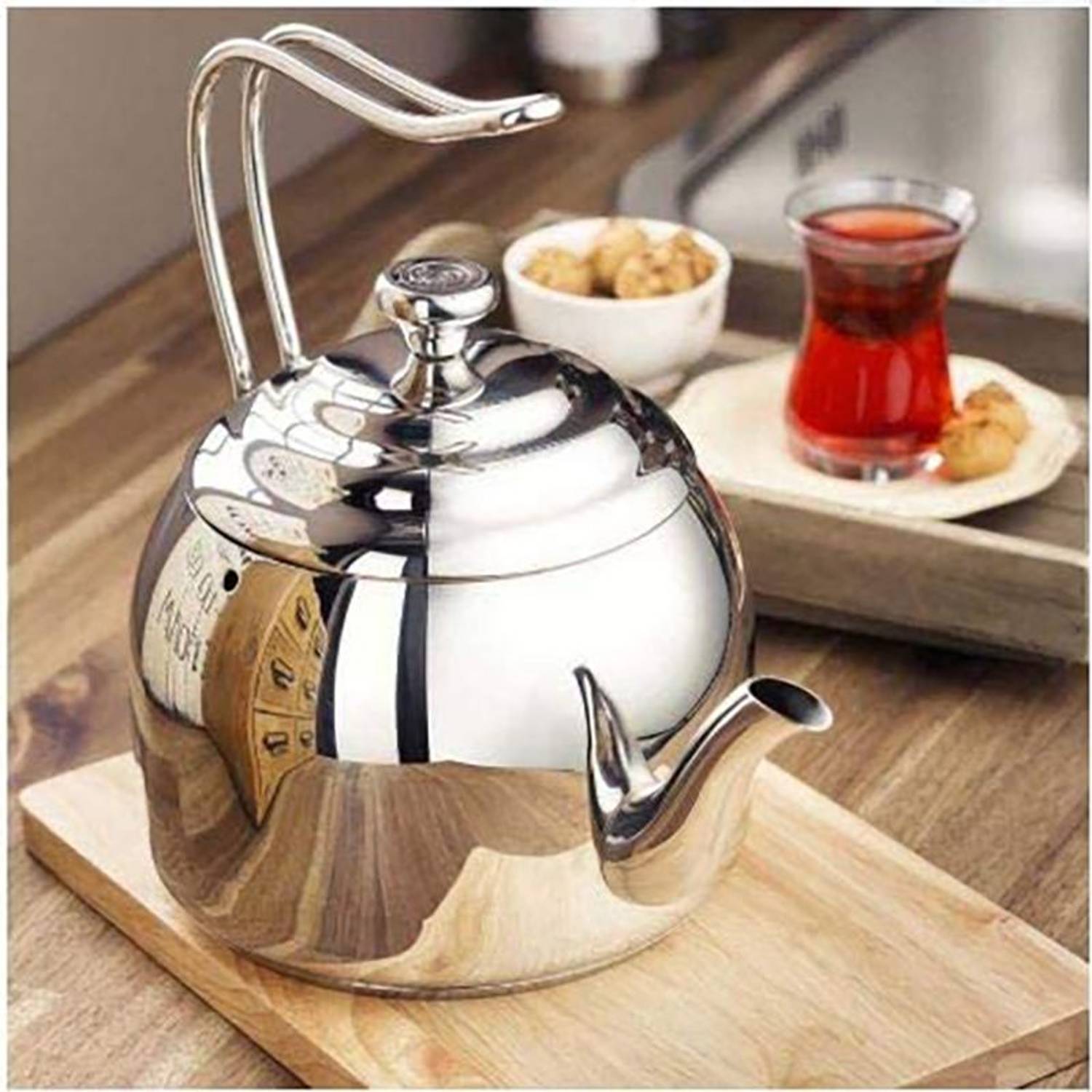 Korkmaz Droppa Tea Pot 2 Liter Stainless Steel Non Abras Silver Korkmaz Droppa Tea Pot 2 Liter Stainless Steel Non Abras Silver
