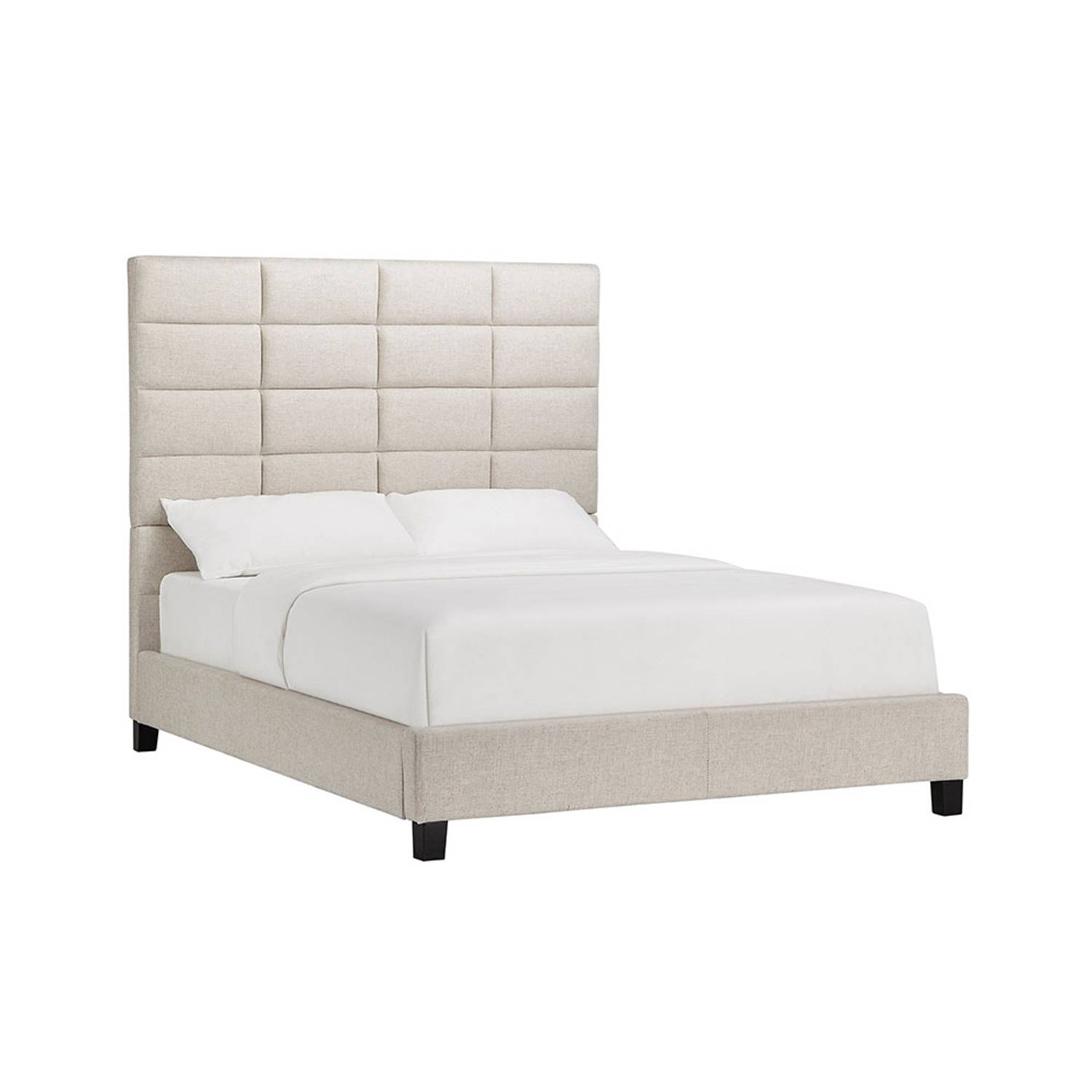 Luxurious Classic High-Profile Upholstered Bed Queen without Mattress Beige Luxurious Classic High-Profile Upholstered Bed Queen without Mattress Beige