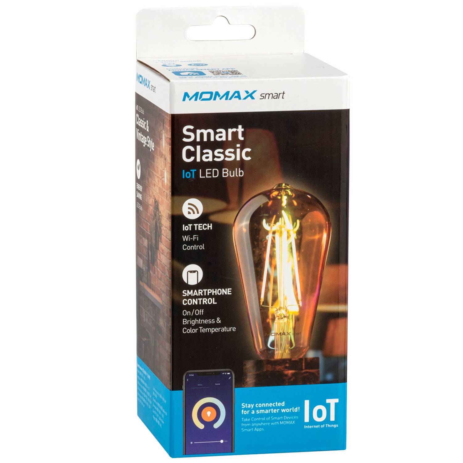 Momax Smart LOT Classic Vintage style LED Bulb E27 Dimmable Wi-Fi Smartphone Voice Control Compatible Momax Smart LOT Classic Vintage style LED Bulb E27 Dimmable Wi-Fi Smartphone Voice Control Compatible