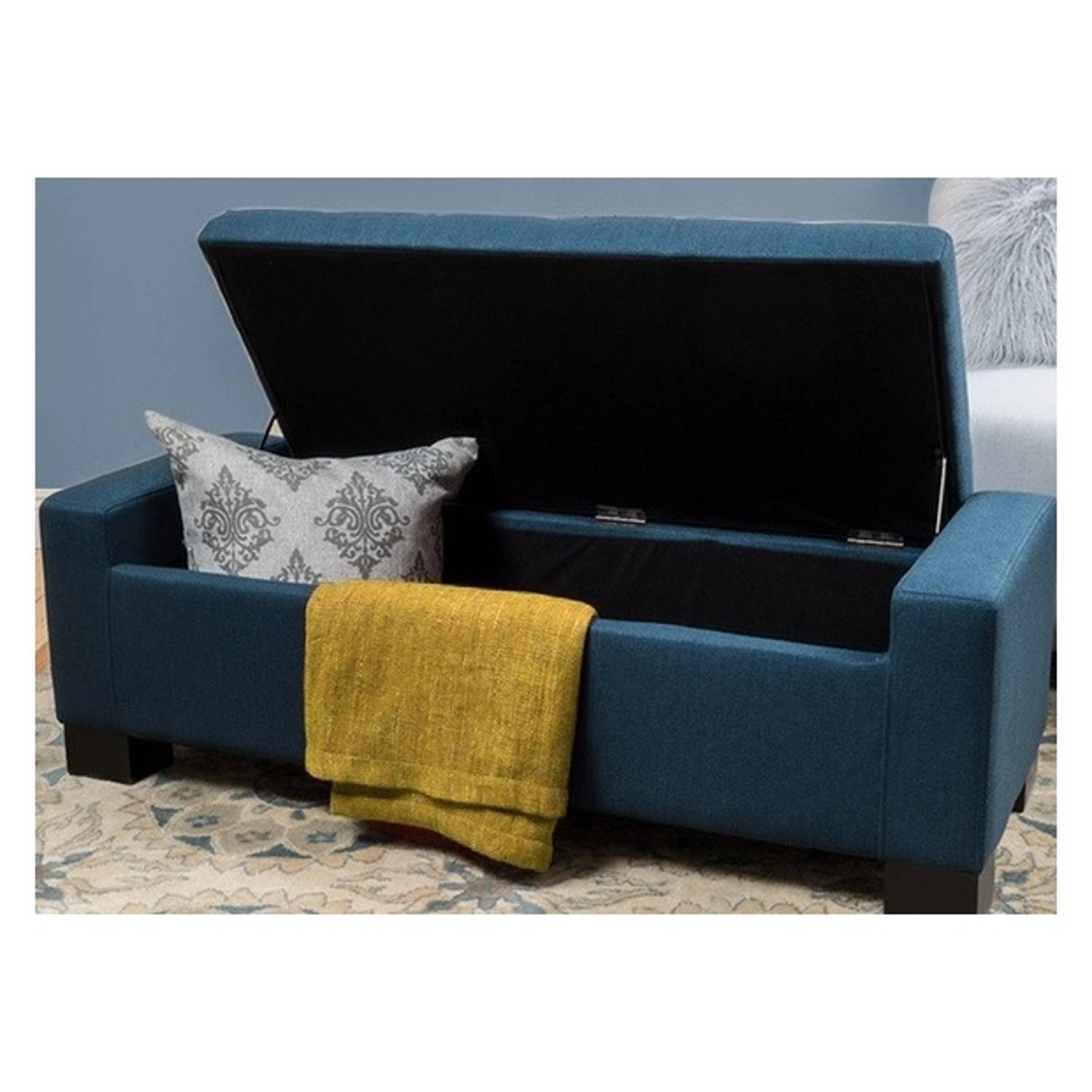 Tufted Storage-Bench Ottoman (Blue) Tufted Storage-Bench Ottoman (Blue)