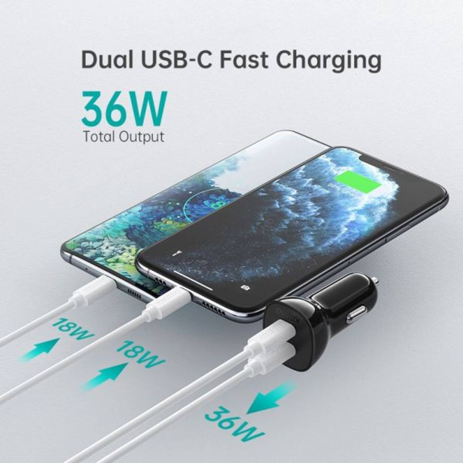 Choetech Dual USB Type-C Port Car Charger Black Choetech Dual USB Type-C Port Car Charger Black