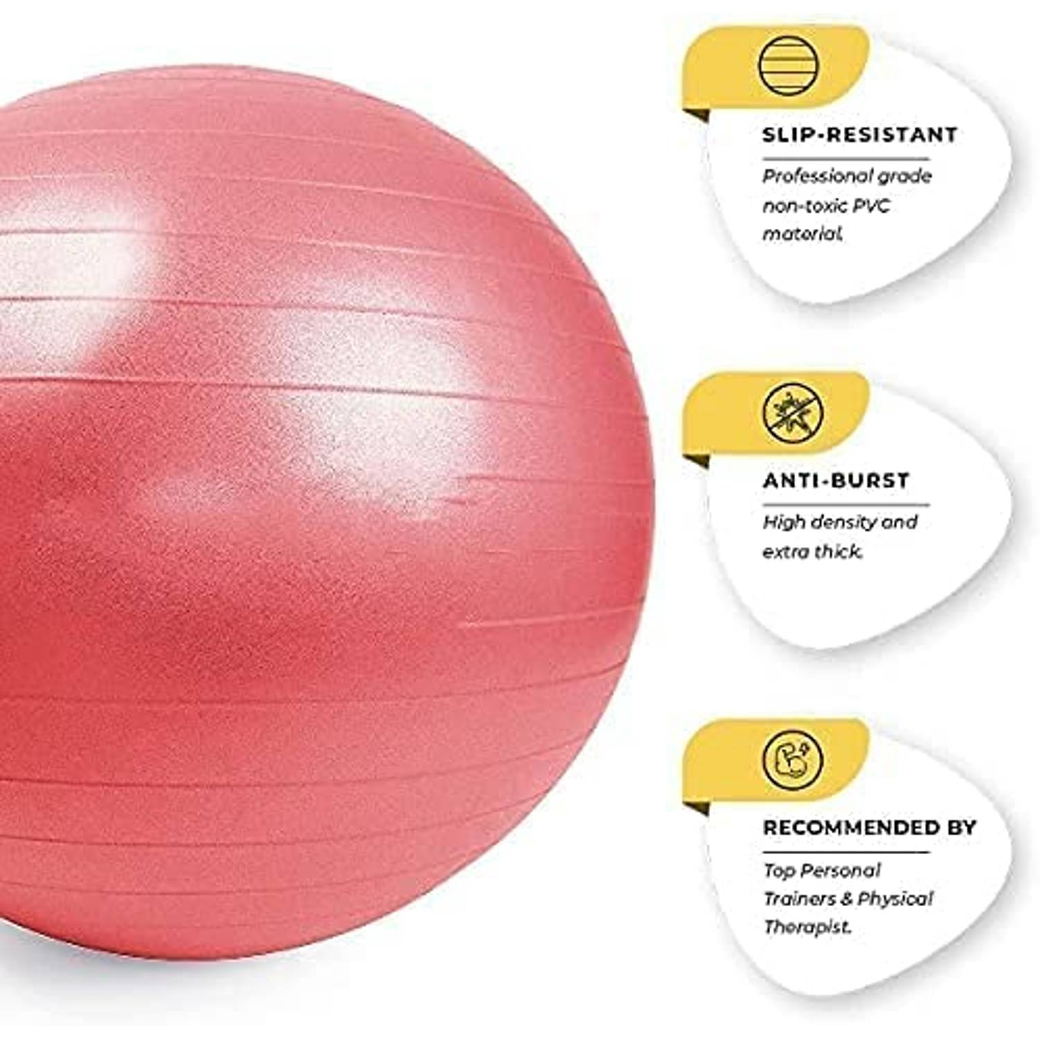 ULTIMAX Yoga Ball Exercise Fitness Core Stability Balance Strength Anti-Burst Prenatal Birthing Yoga ball for Office Home Gym Design Balance Ball Pilates Core and Workout Ball - 75 cm (Red) ULTIMAX Yoga Ball Exercise Fitness Core Stability Balance Strength Anti-Burst Prenatal Birthing Yoga ball for Office Home Gym Design Balance Ball Pilates Core and Workout Ball - 75 cm (Red)