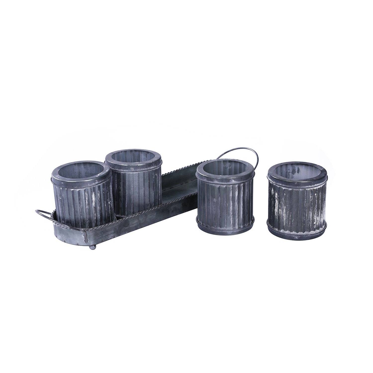 Pan Emirates 113NCI9900239 Ryan Metal Pot W/Tray Set Grey Pan Emirates 113NCI9900239 Ryan Metal Pot W/Tray Set Grey