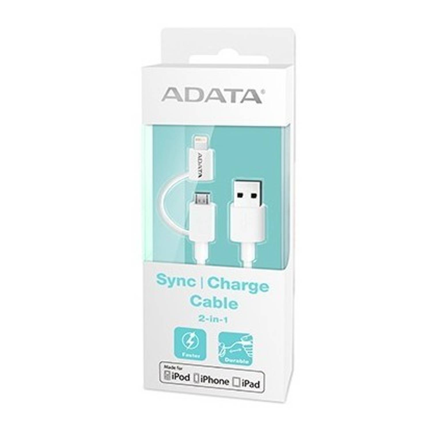 Adata AMFI2IN1-100CM-CWH USB Micro/Lightning cable 2IN1 1m White Adata AMFI2IN1-100CM-CWH USB Micro/Lightning cable 2IN1 1m White
