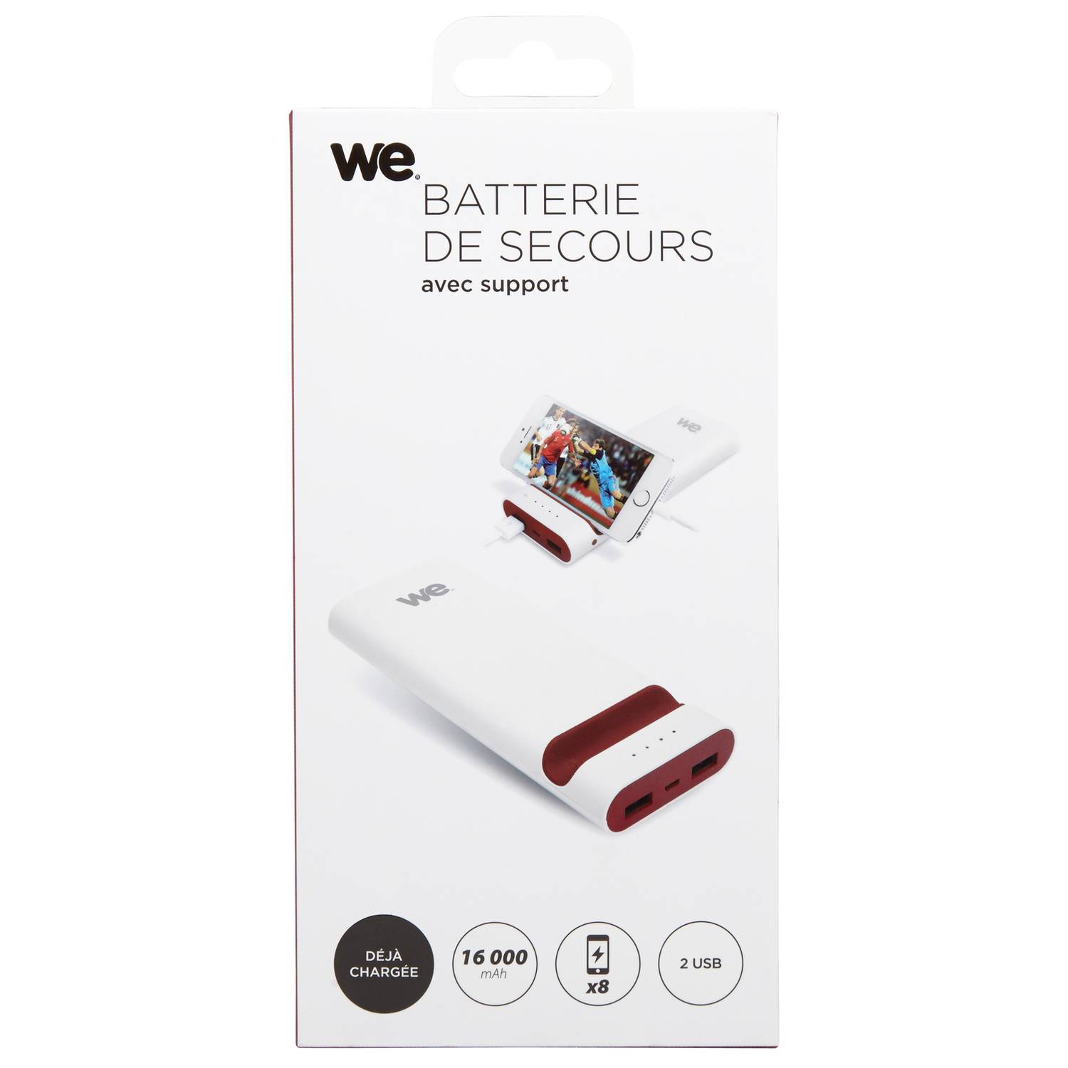 We Power Bank 16000mAh 2 USB White/Red We Power Bank 16000mAh 2 USB White/Red