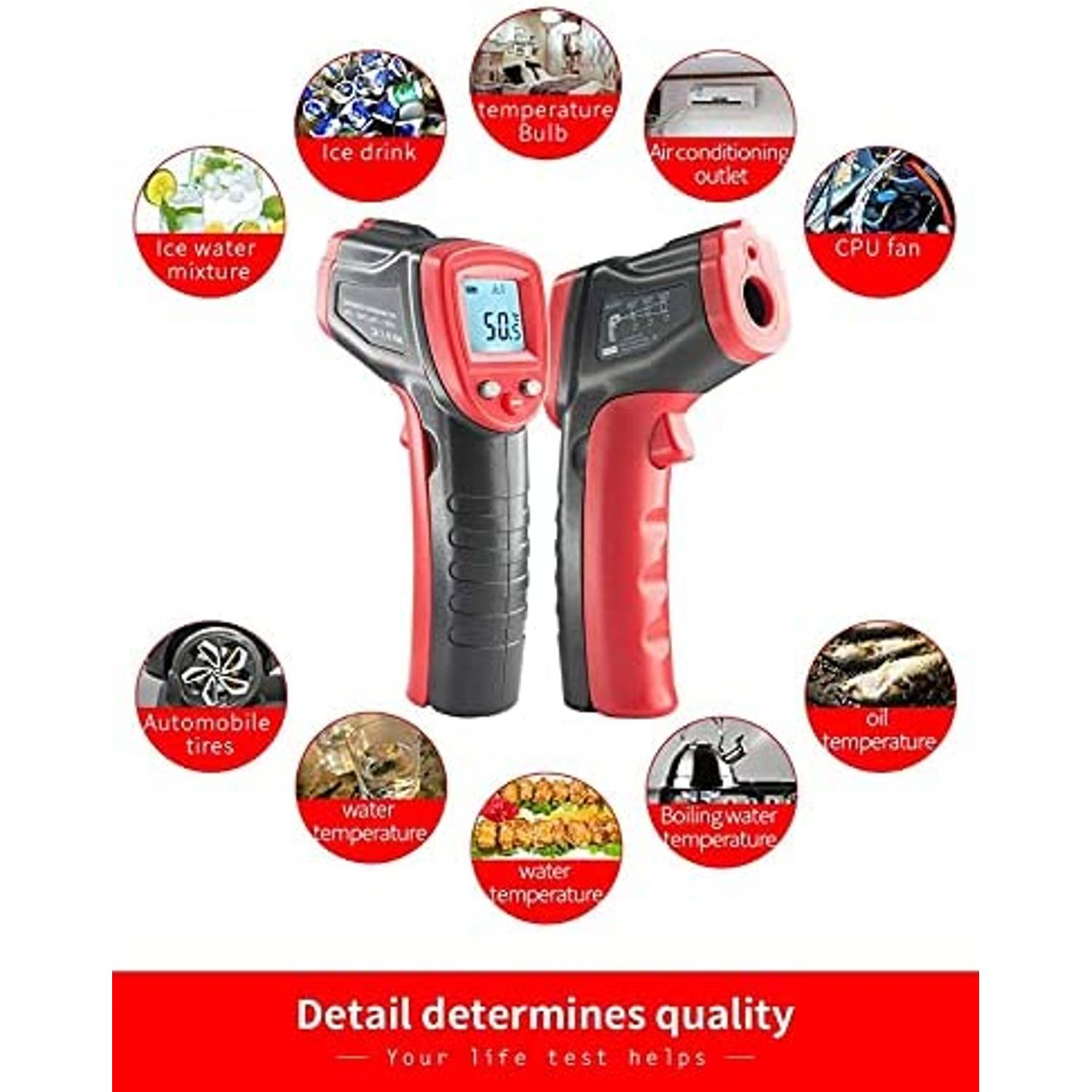 Ecvv High Precision Infrared Thermometer Professional Industrial Temperature Gun Etm380 Non-contact Lcd Display Digital Laser Thermometer -50~380℃ Ecvv High Precision Infrared Thermometer Professional Industrial Temperature Gun Etm380 Non-contact Lcd Display Digital Laser Thermometer -50~380℃