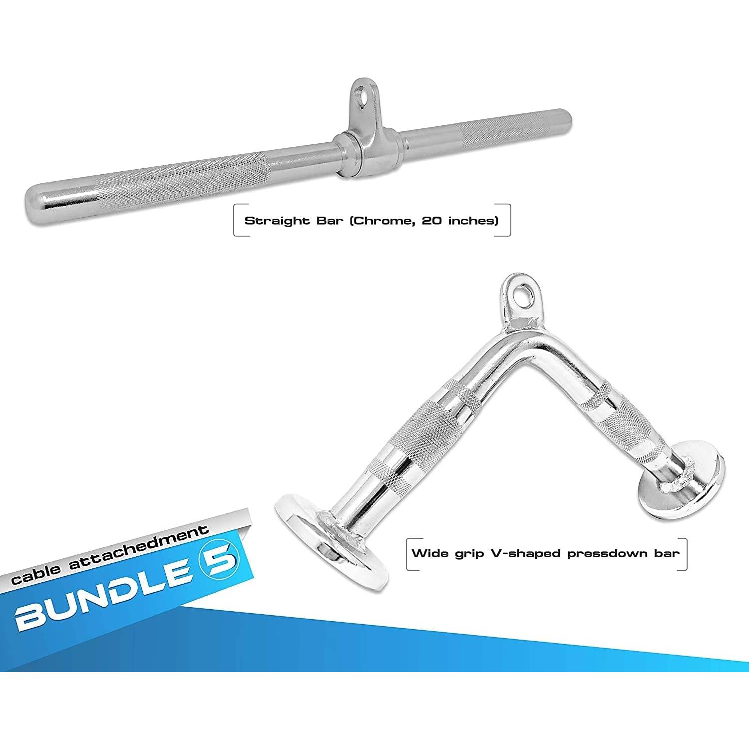 ULTIMAX 2Pcs Straight Bar Cable Attachment Gym Cable Attachment Bundles Rust-Resistant Chrome Finish Durable Industrial Grade Steel Knurled Gripped Surface Exercise Attachments for Pulley Machines ULTIMAX 2Pcs Straight Bar Cable Attachment Gym Cable Attachment Bundles Rust-Resistant Chrome Finish Durable Industrial Grade Steel Knurled Gripped Surface Exercise Attachments for Pulley Machines