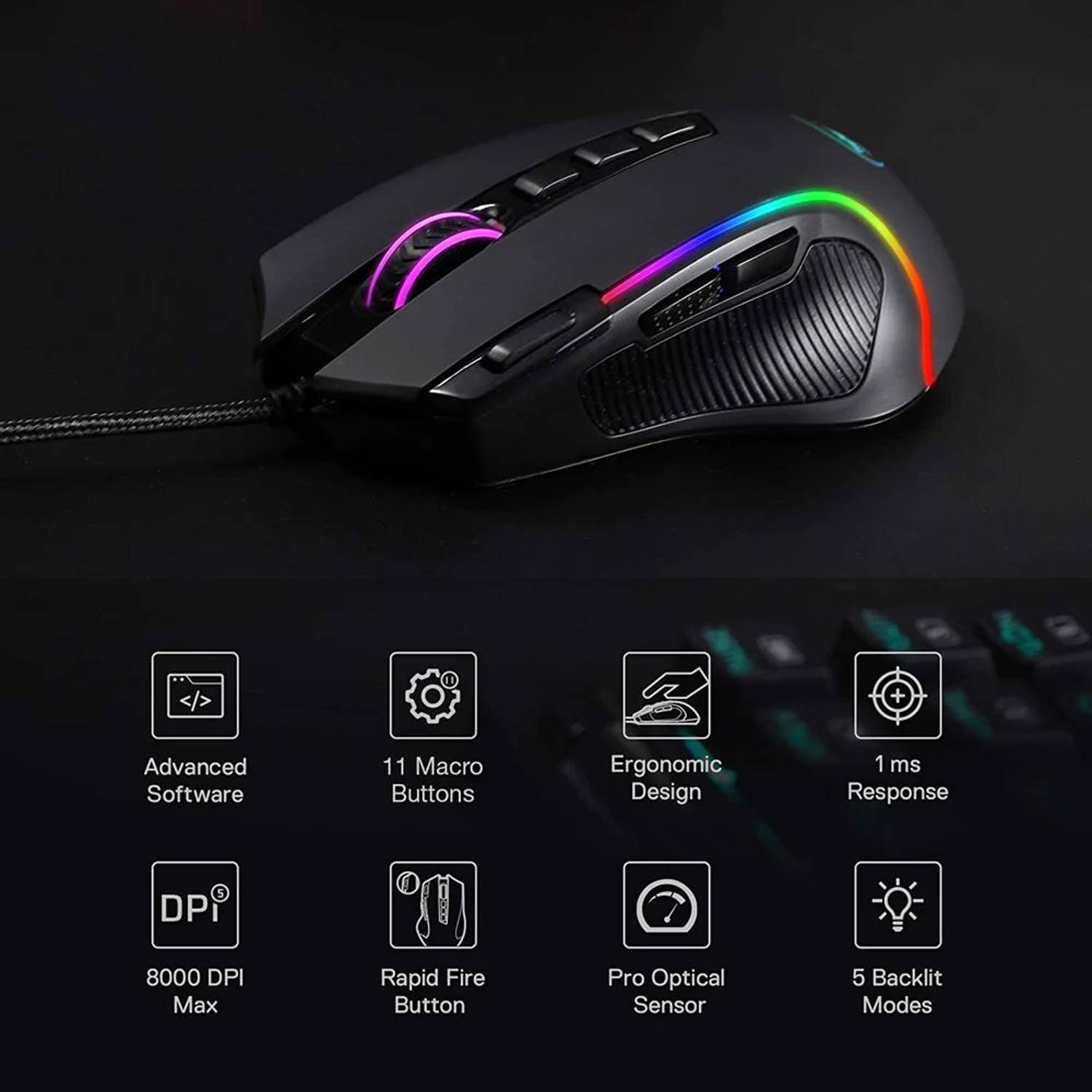 Redragon Predator RGB Gaming Mouse Black Redragon Predator RGB Gaming Mouse Black