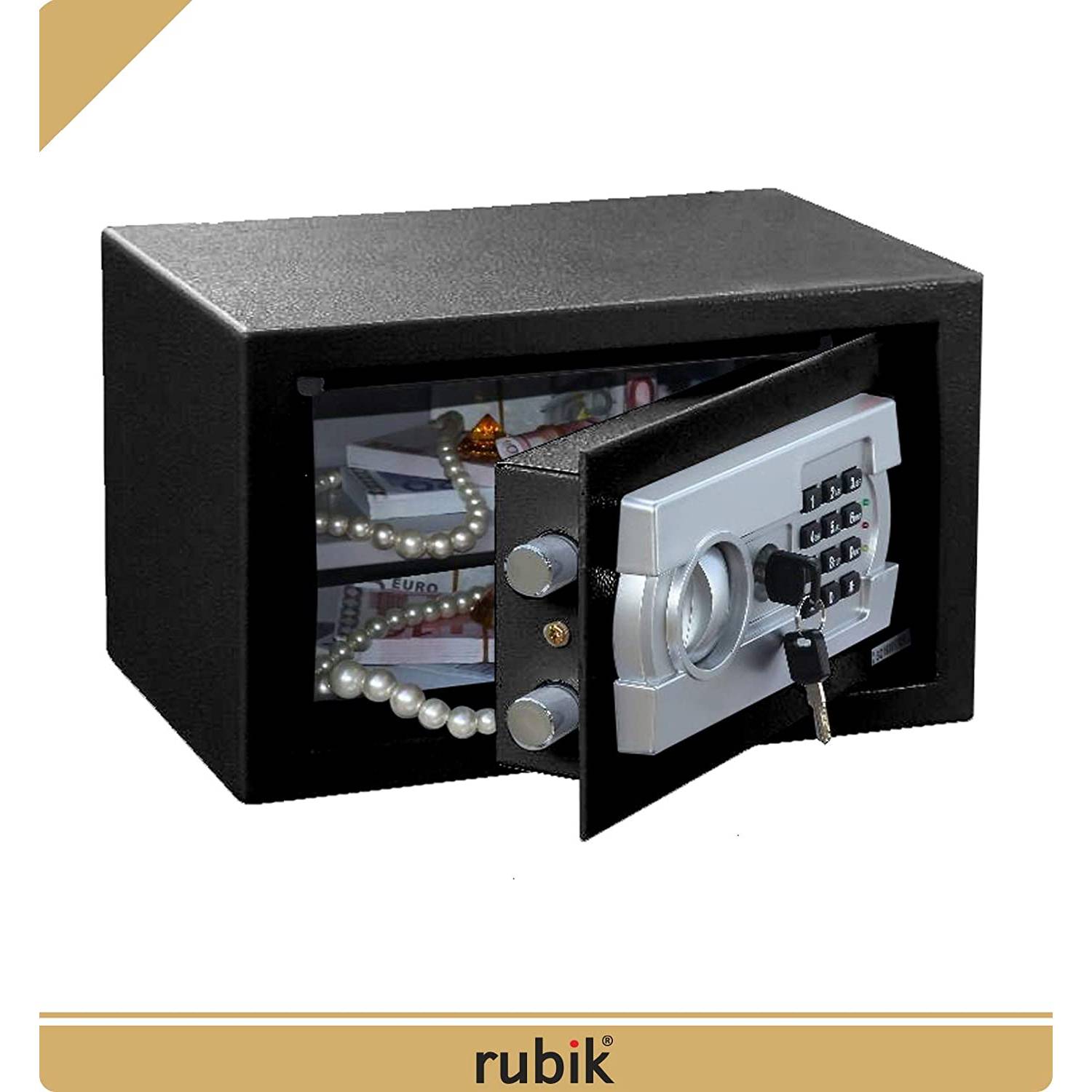 Digital Safe Box With Keypad And Key Lock For Money Cash Jewelry Passport Office Home Hotel Security (20x31x20cm) Black Digital Safe Box With Keypad And Key Lock For Money Cash Jewelry Passport Office Home Hotel Security (20x31x20cm) Black