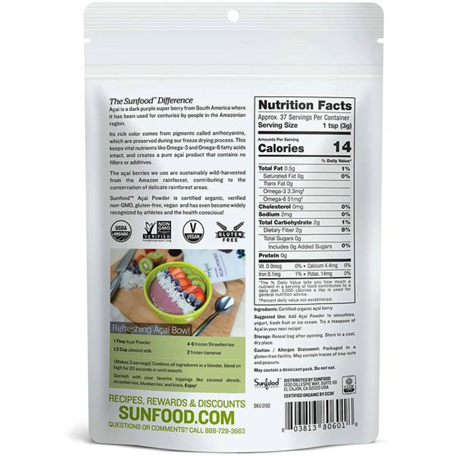 Sunfood Amazon Acai Powder 113g Sunfood Amazon Acai Powder 113g