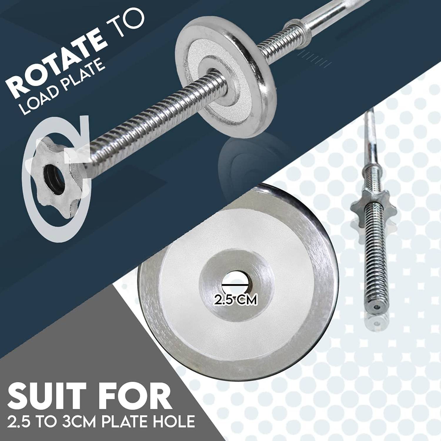 ULTIMAX Barbell Weight Bar Straight Weight Lifiting Bar Straight Threaded Bar 1 inch Diameter Solid Steel Bar with Spinlock Nuts 210 cm ULTIMAX Barbell Weight Bar Straight Weight Lifiting Bar Straight Threaded Bar 1 inch Diameter Solid Steel Bar with Spinlock Nuts 210 cm