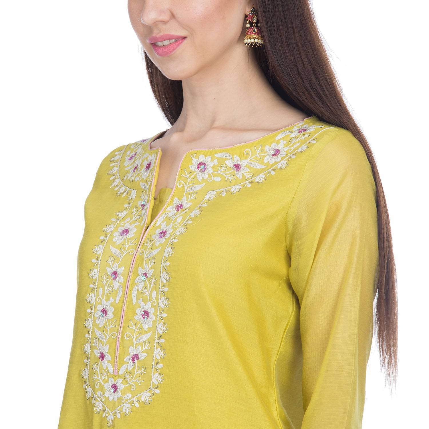 BIBA Mustard Straight Kurta Set Size 36 BIBA Mustard Straight Kurta Set Size 36