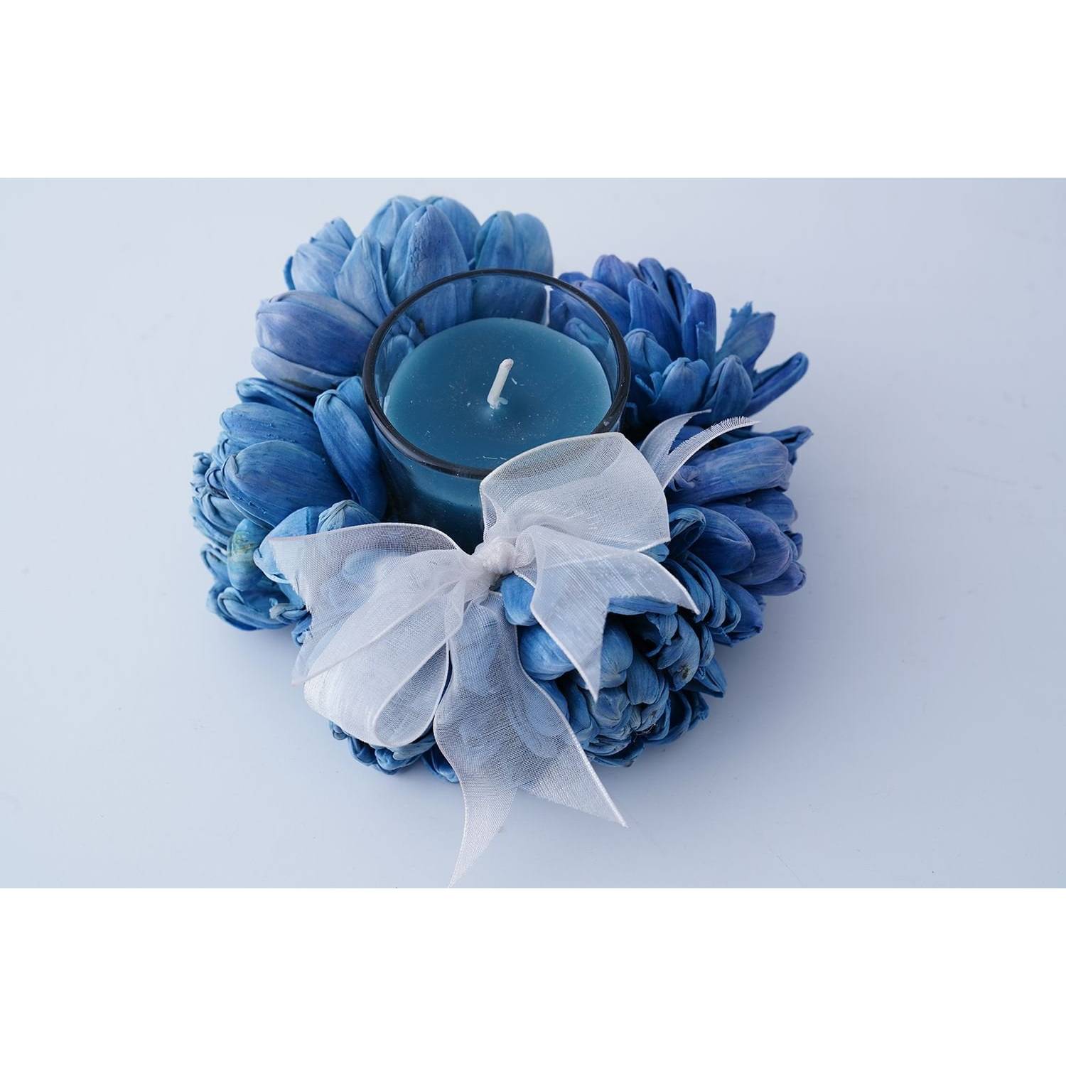 Sea Breeze Ornate Votive Candle Teal D12x6cm Sea Breeze Ornate Votive Candle Teal D12x6cm