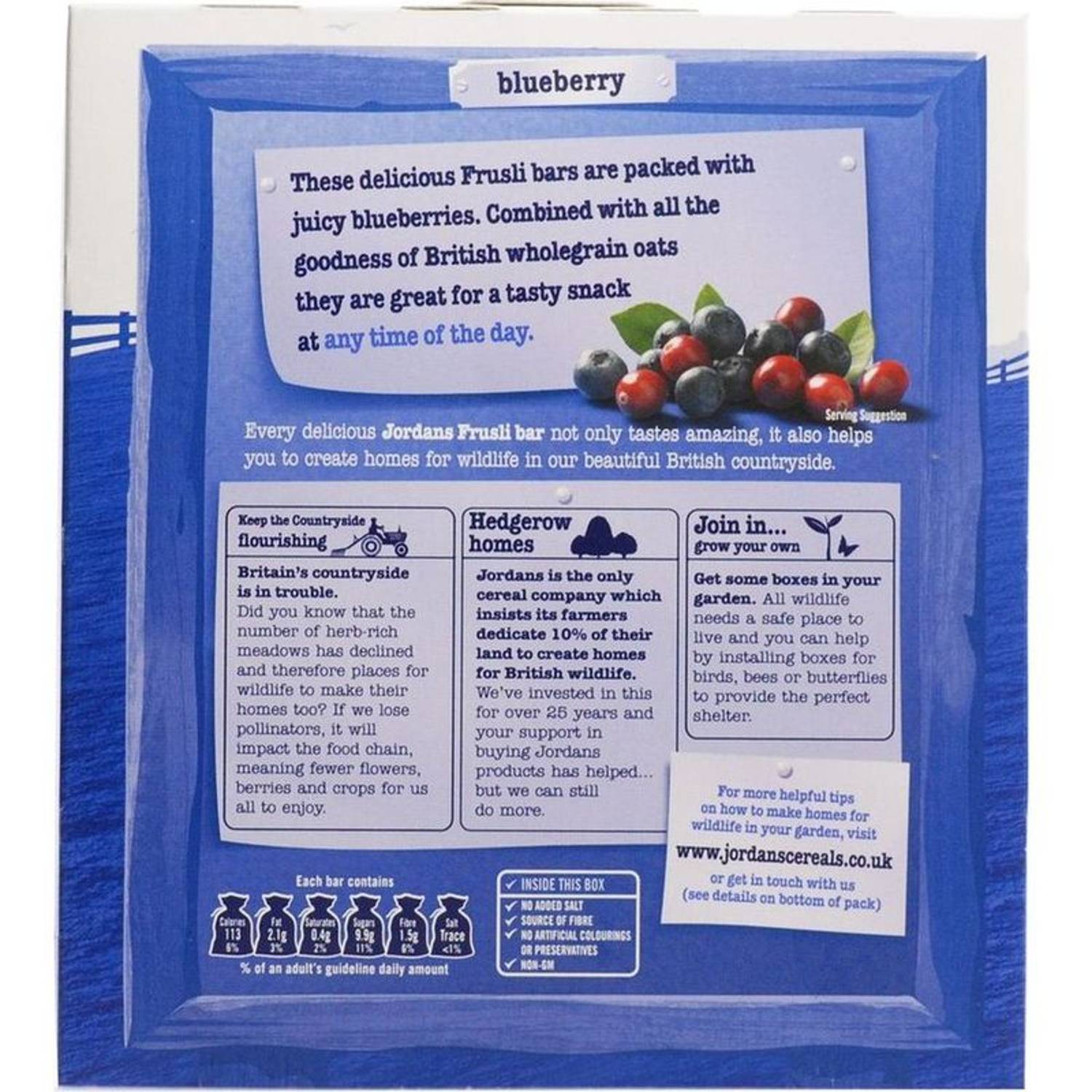Jordans Blueberry Frusli Bar 30gm (Pack of 6pcs) Jordans Blueberry Frusli Bar 30gm (Pack of 6pcs)