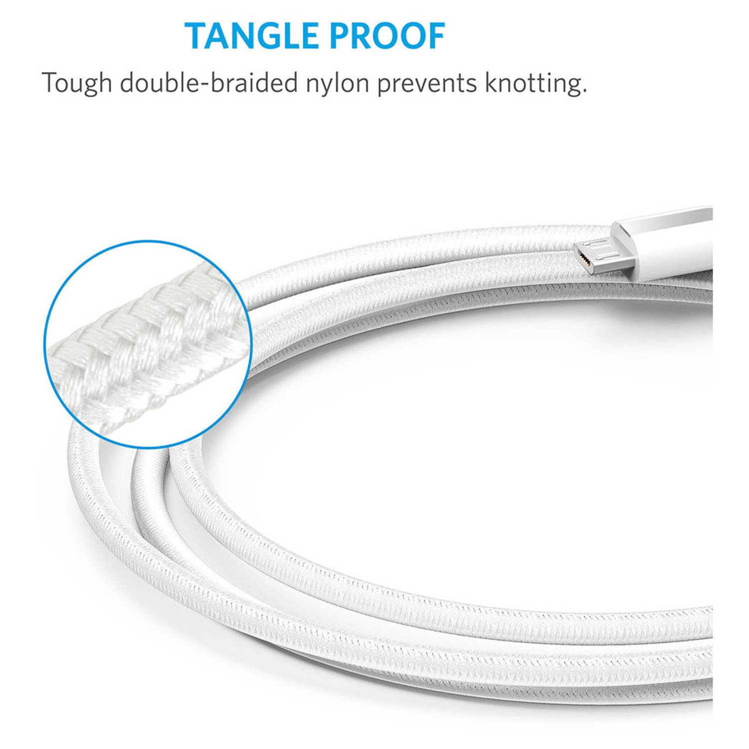 Anker Powerline+ Micro USB Power Cable 3m White For Samsung Phones - ANA8144H21 Anker Powerline+ Micro USB Power Cable 3m White For Samsung Phones - ANA8144H21