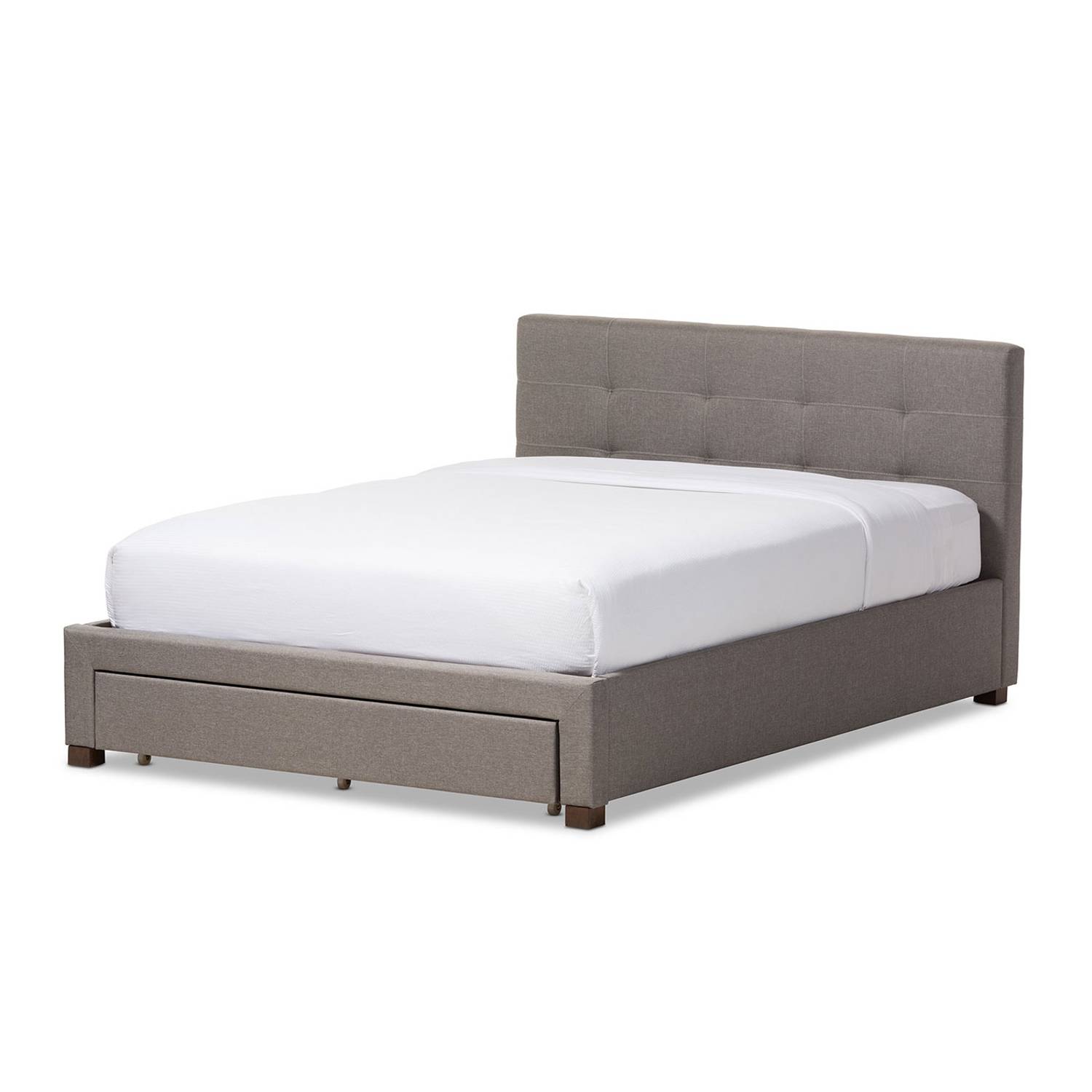 Contemporary Fabric Storage Platform Bed Queen Bed with Mattress Beige Contemporary Fabric Storage Platform Bed Queen Bed with Mattress Beige