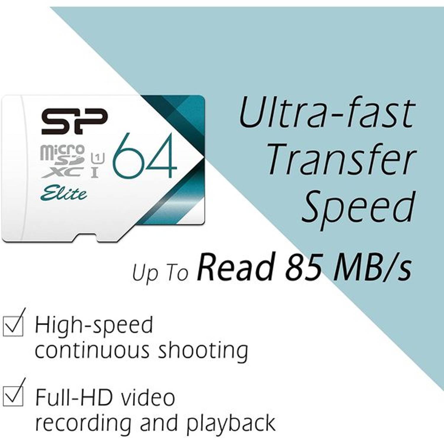 Silicon Power Elite MicroSD Memory Card 64GB SP064GBSTXBU1V21SP Silicon Power Elite MicroSD Memory Card 64GB SP064GBSTXBU1V21SP